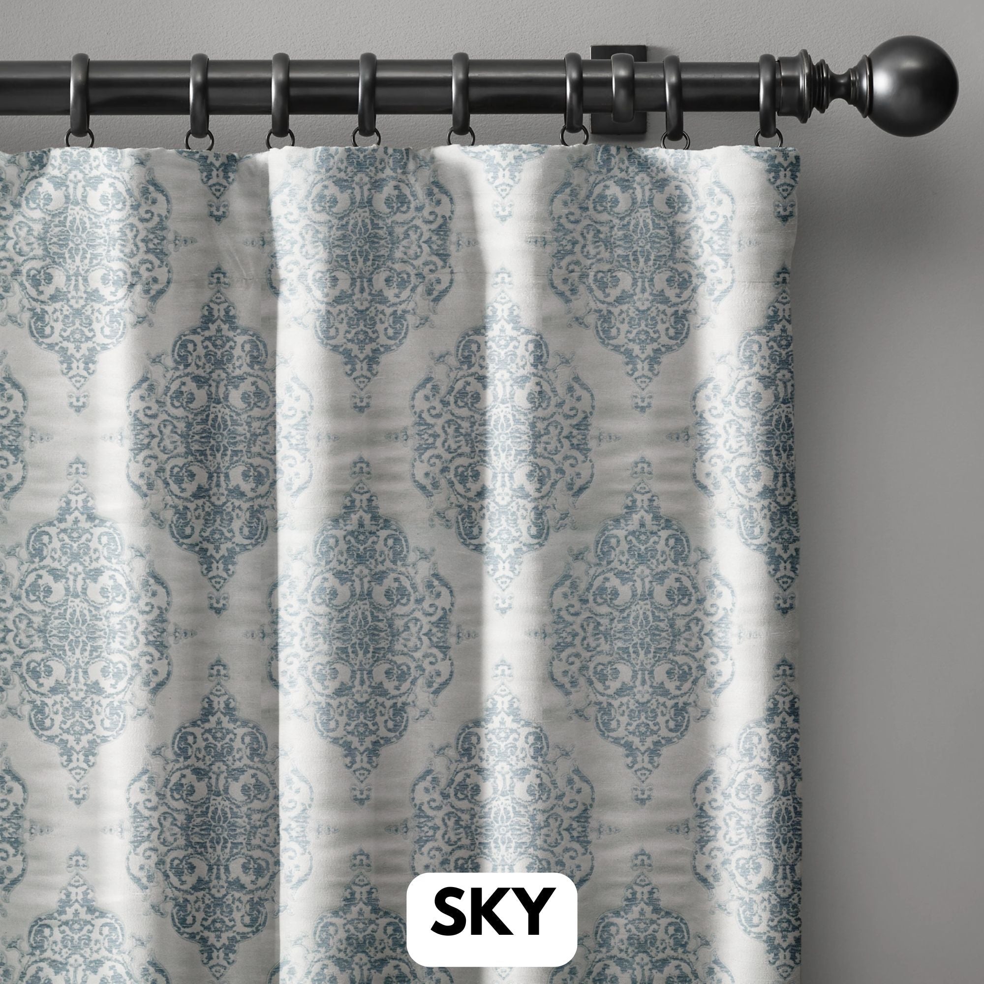 Luxury Damask Silk Jacquard Curtains | Blackout & Light Filtering Lined Drapes | Standard & Made to Measure-2