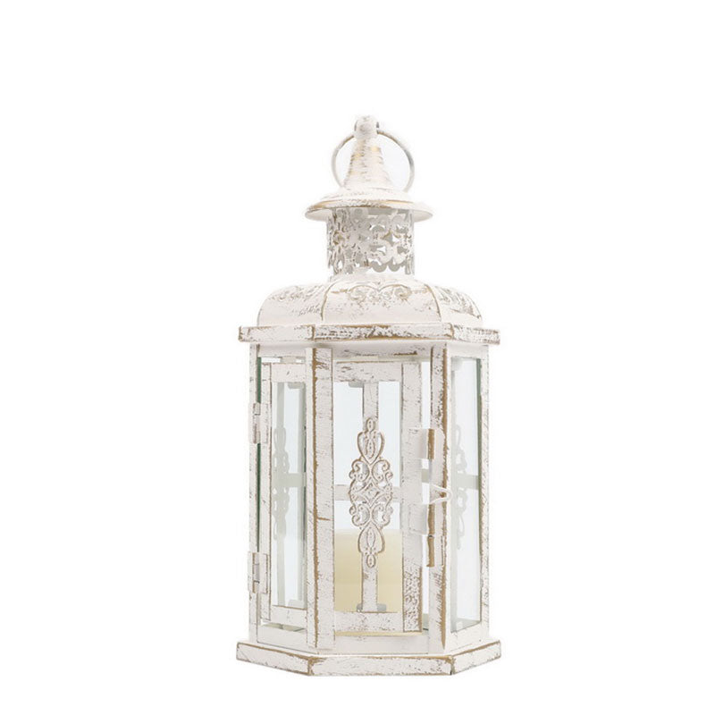 10 inch High Vintage Style Hanging Lantern Metal Candleholder-1