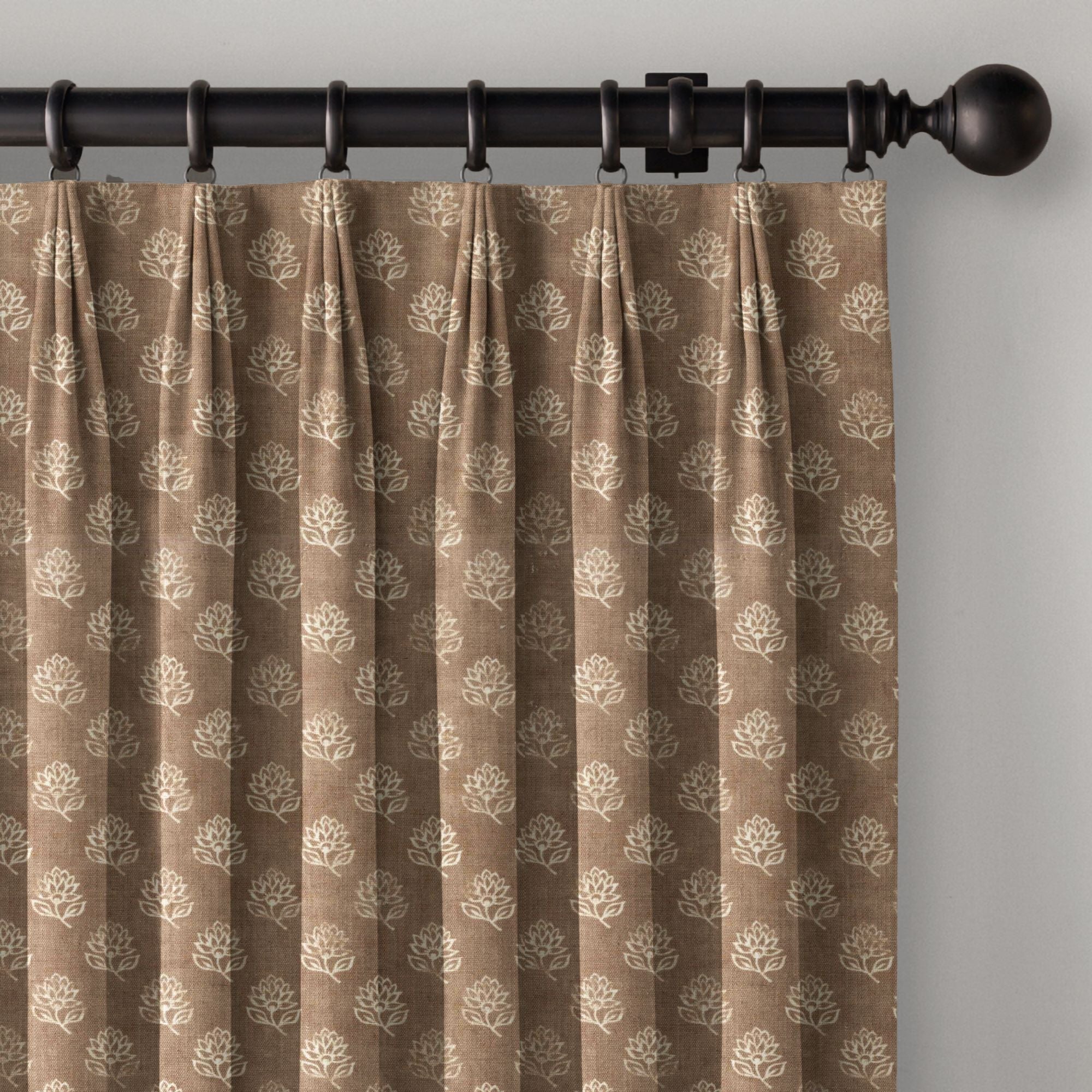 Premium Floral Linen Curtains with Lining | 300gsm Thick Fabric | Blackout/Light Filtering Options | Euro, French, Pinch Pleats | Made to Measure Sizes | Single/Pair-0