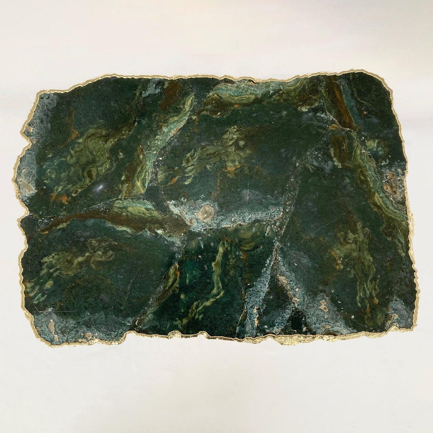 Green Agate/Crystal/Gemstone/Quartz Organic Edge Side/Drink/Coffee Table - PRHOMZ