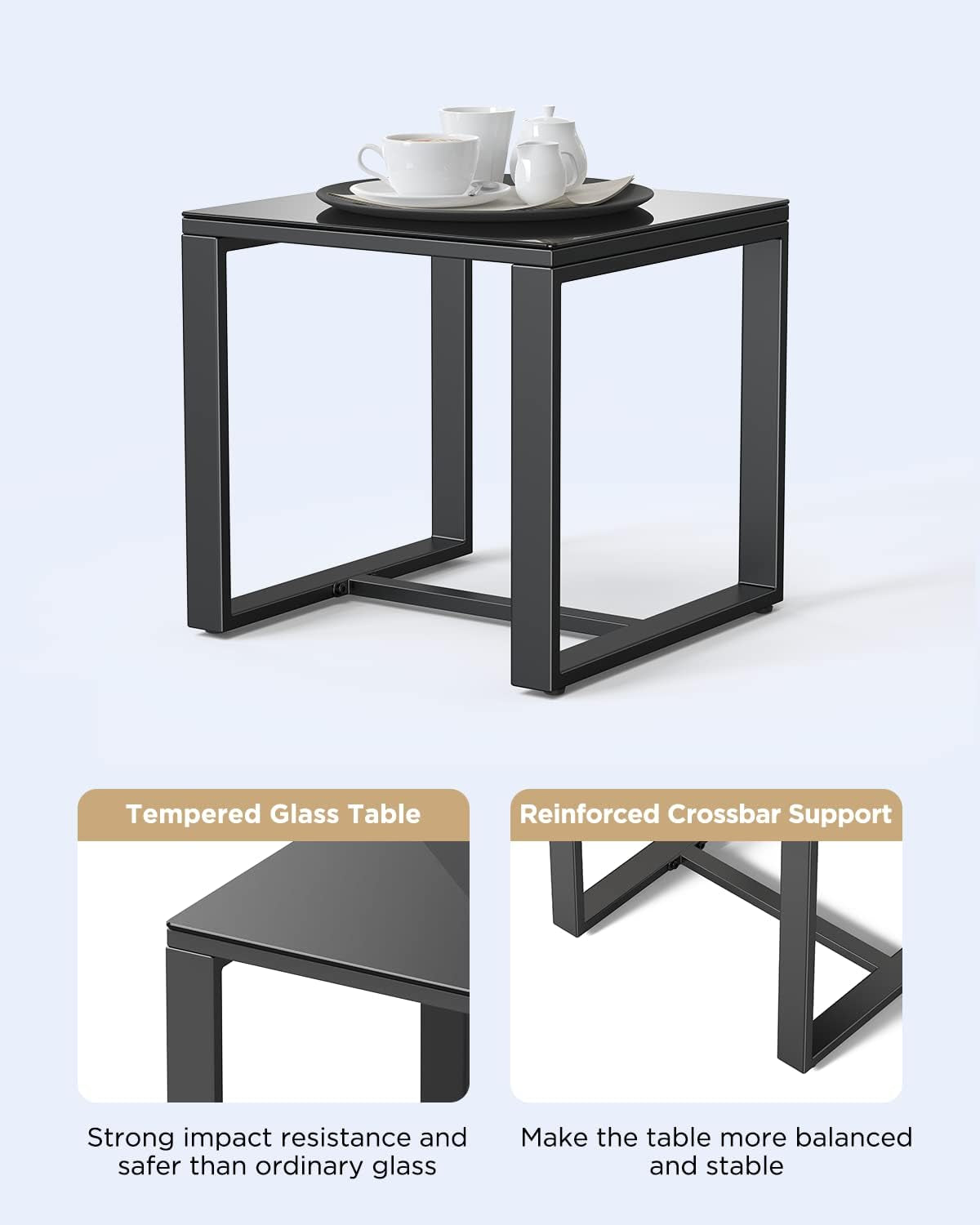 3 Piece Rattan Rocking Bistro Set With Coffee Table Outdoor Patio Furniture Grey Cushions