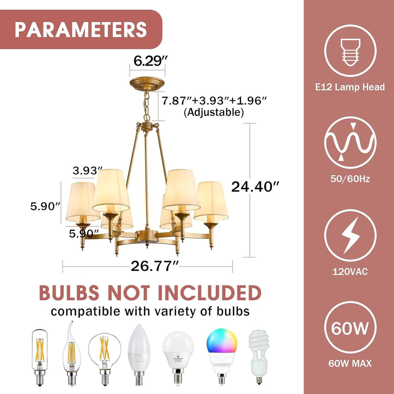 Gold Wagon Wheel Chandelier With White Linen Shade 6 Light-1