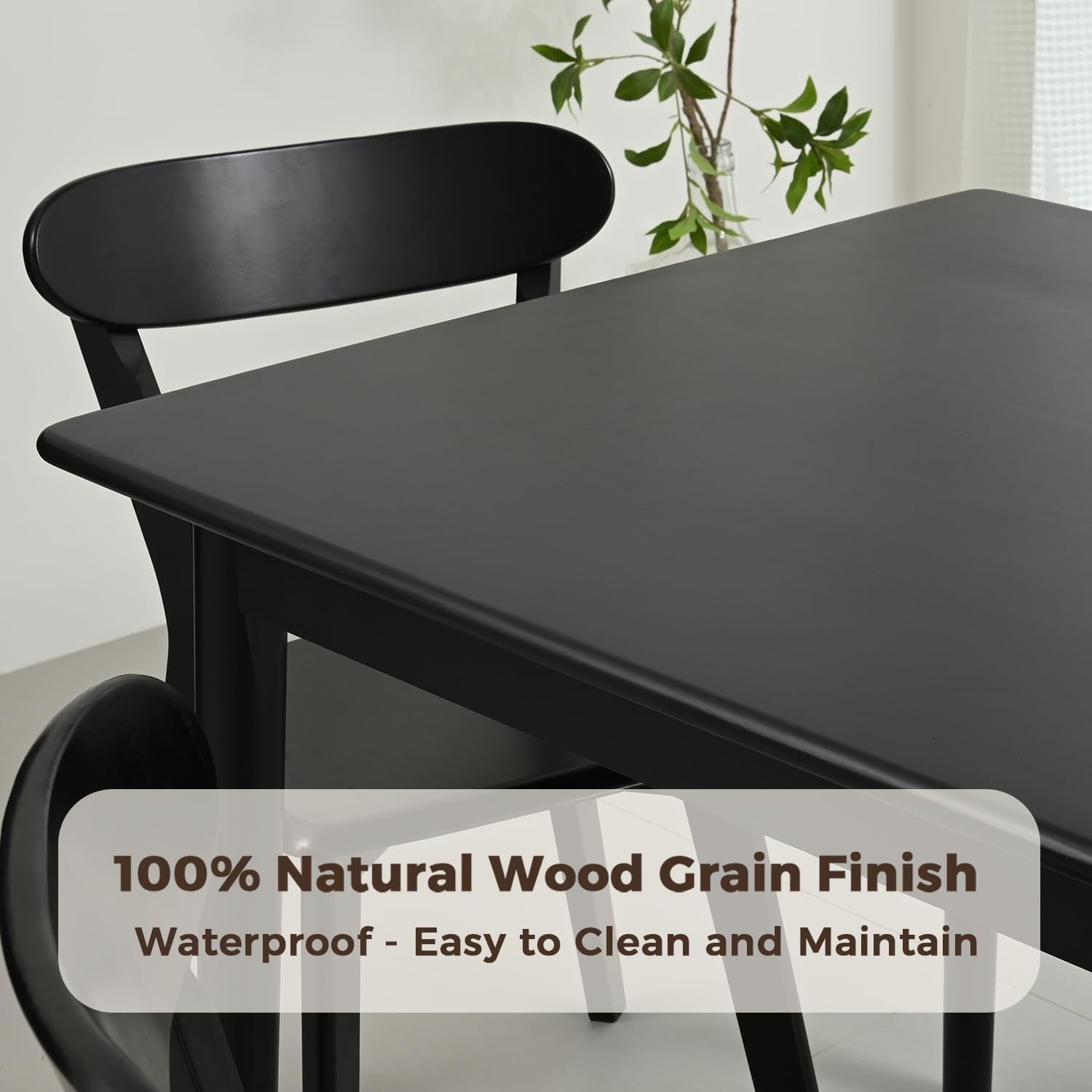 70 Inch Black Solid Oak Dining Table For 6 To 8 People