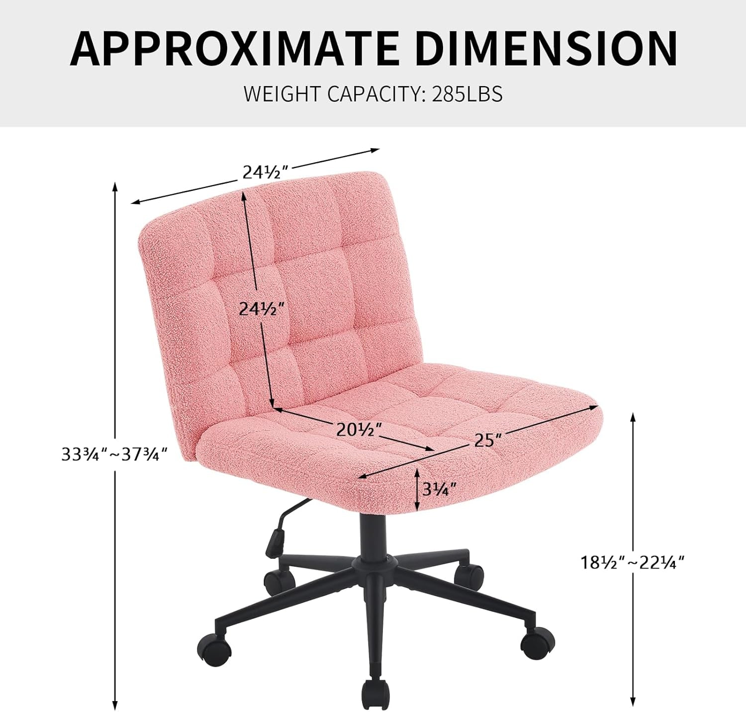 Pink Swivel Office Chair With Wheels Height Adjustable