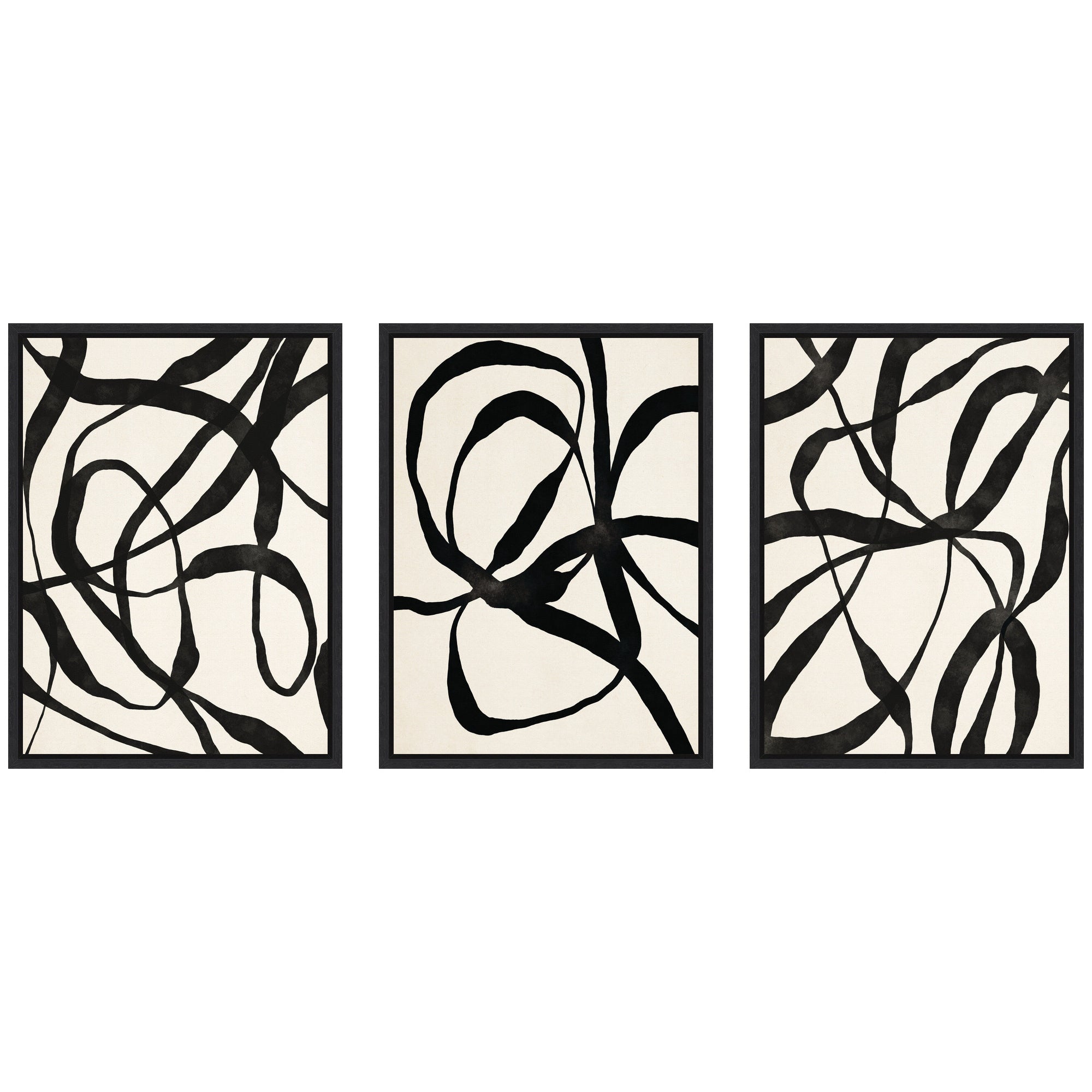 Sylvie Black Twist 1,3 and 4 Framed Canvas Art Set by Alicia Bock