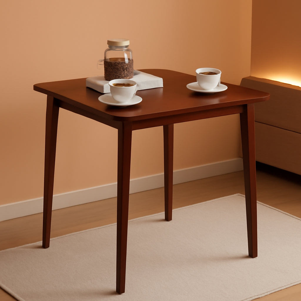 Brown Bamboo Square Dining Table 27.6 Inch For Small Spaces Easy Assembly