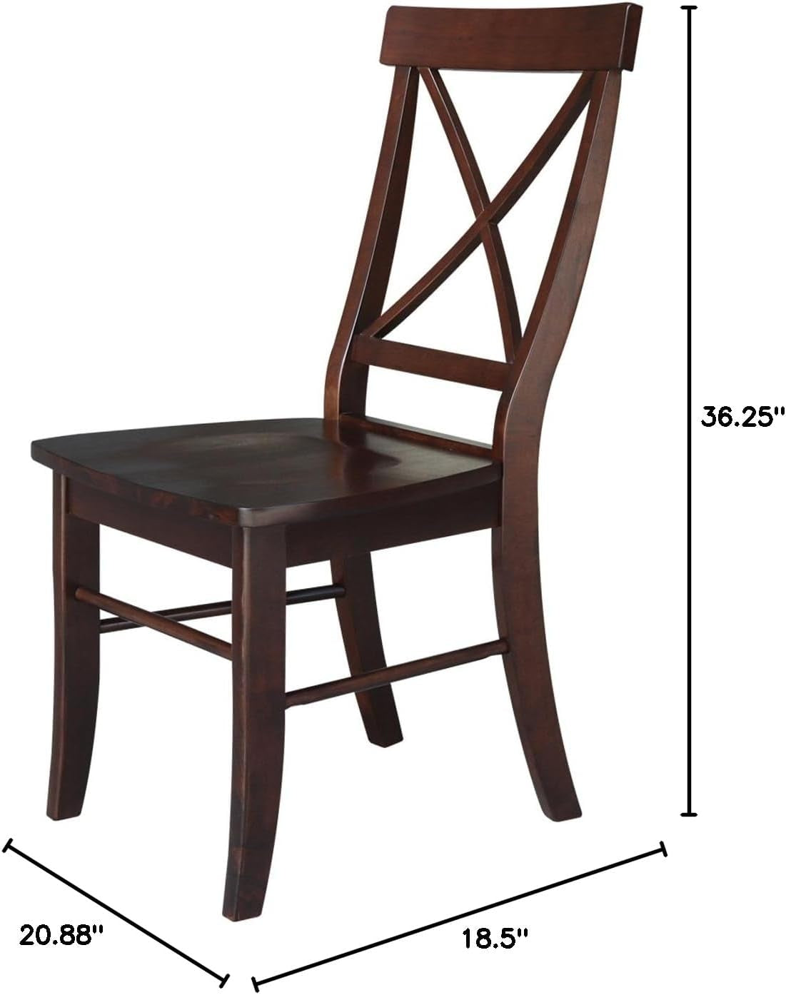 X Back Dining Chair In Java Finish With Solid Wood Seat