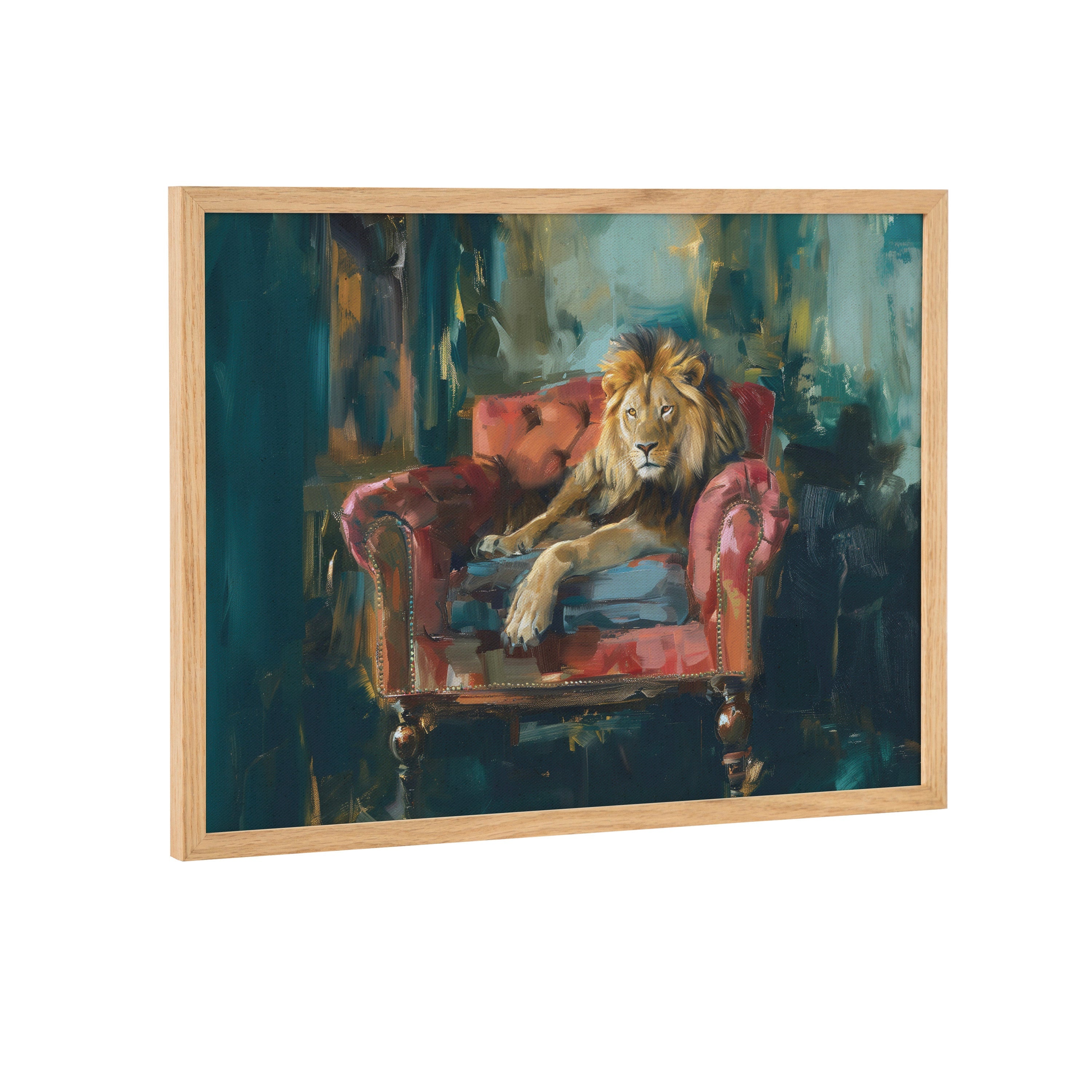 Gallery Lion Portrait in Rich Jewel Tones Print by The Creative Bunch Studio