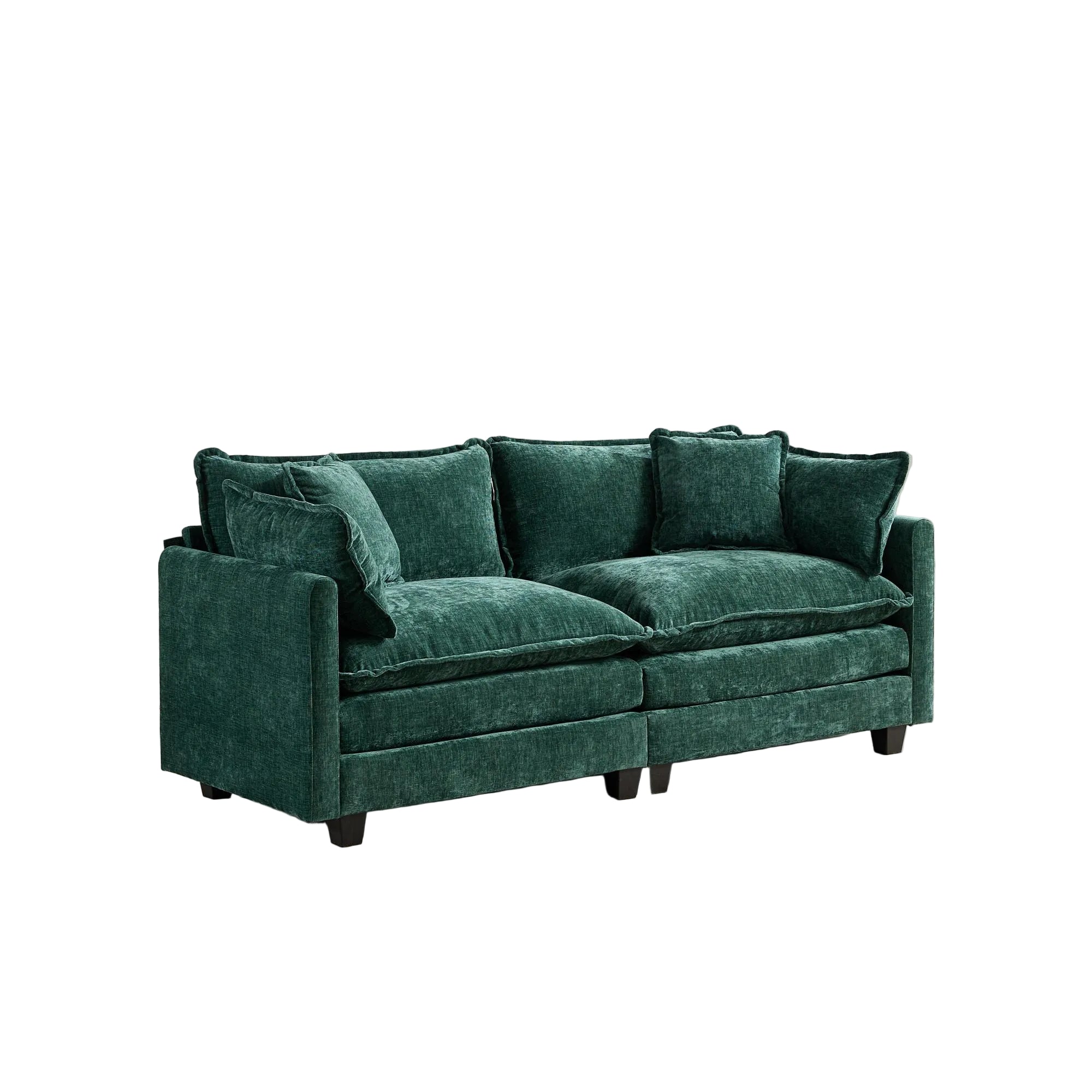 Cloud LoveSeat Sofa (Ottoman is not included) Chenille Fabric in Green