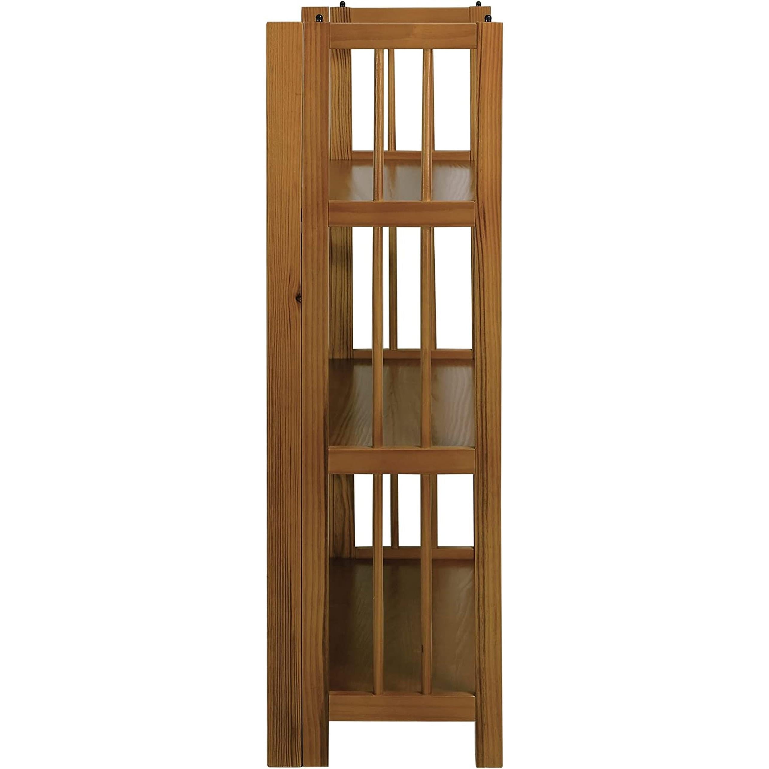Chestnut Three Shelf Stackable Bookcase Solid Wood