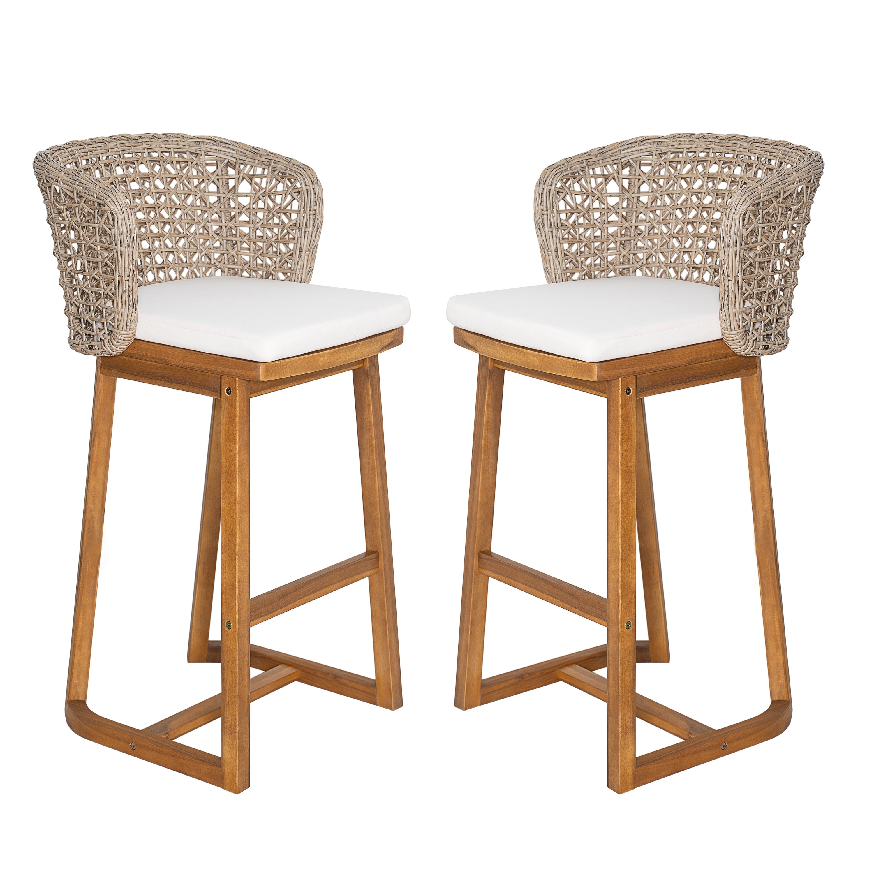 Outdoor Acacia Wood Bar Stools (Set of 2)
