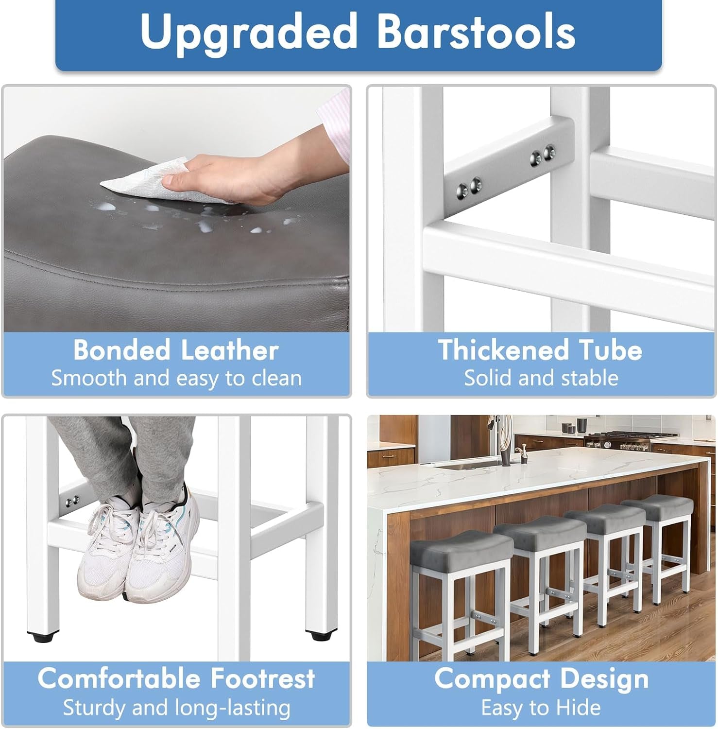 24 Inch Counter Height Bar Stools Set Of 2 Bonded Leather