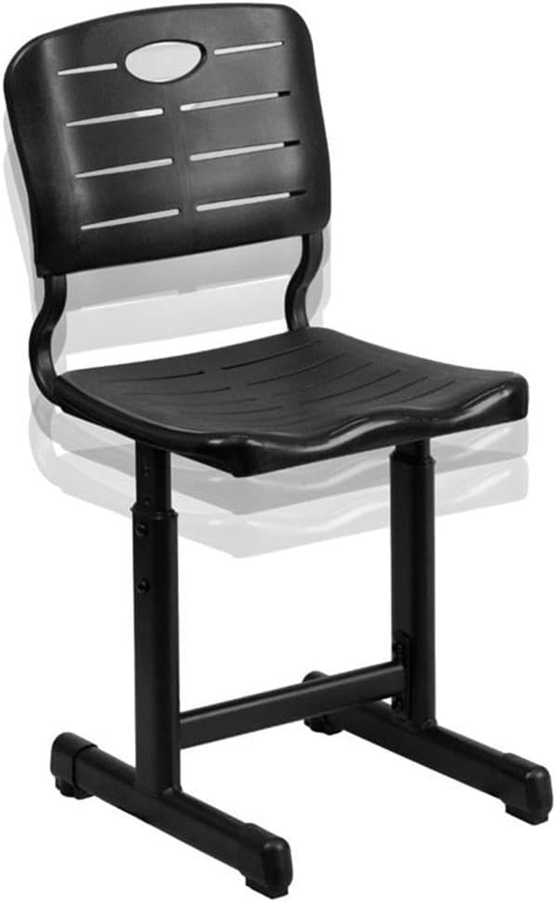 Adjustable Height Black Classroom Chair With Pedestal Frame