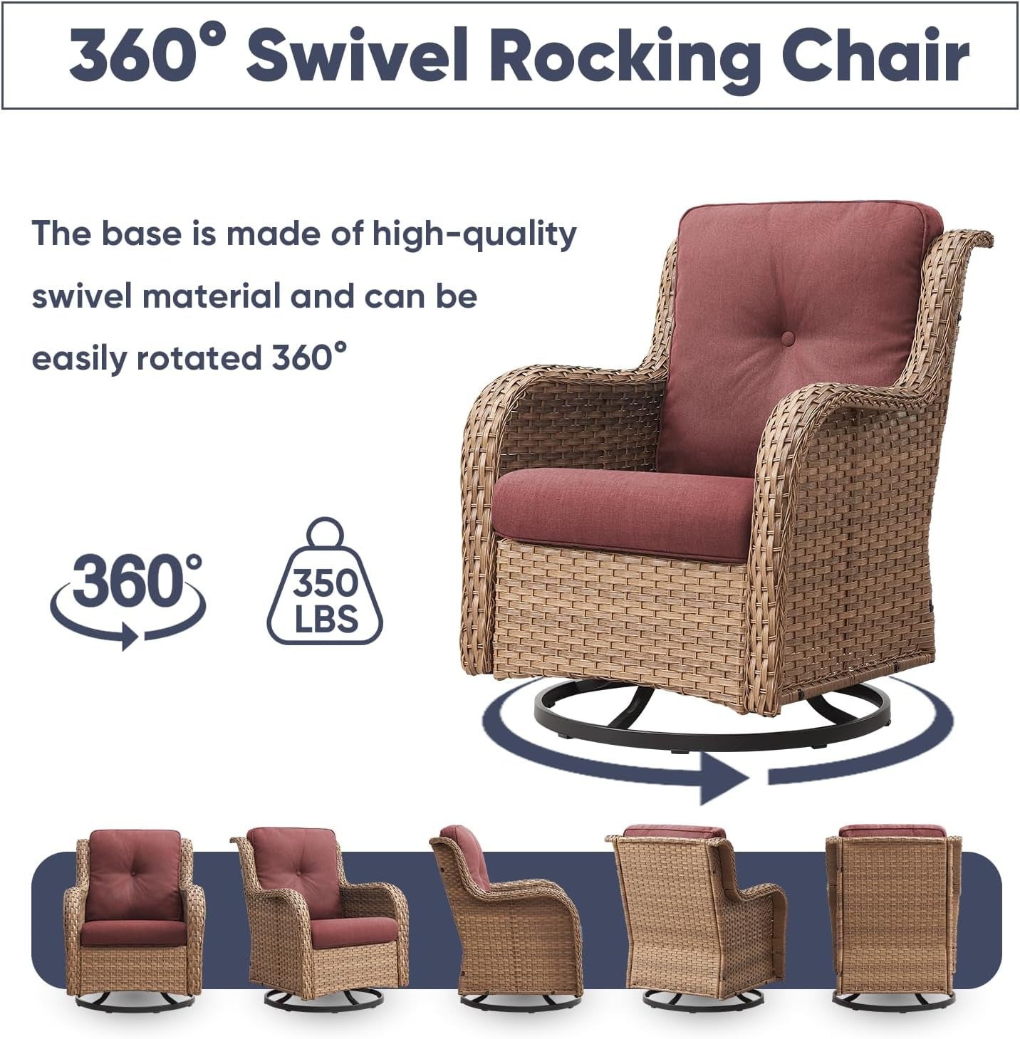 11 Piece Outdoor Furniture Set with Swivel Rocker Chairs