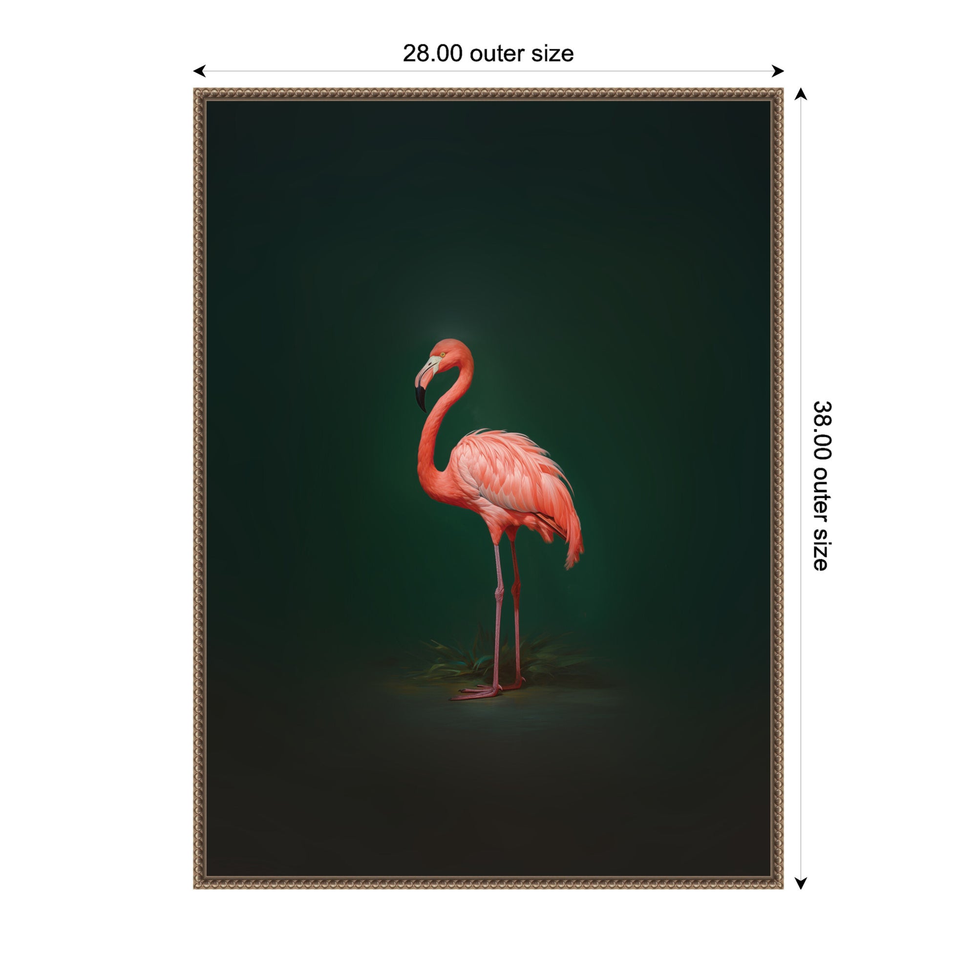 Flamingo Side View Rich Green Backdrop by The Creative Bunch Studio Framed Canvas Wall Art Print