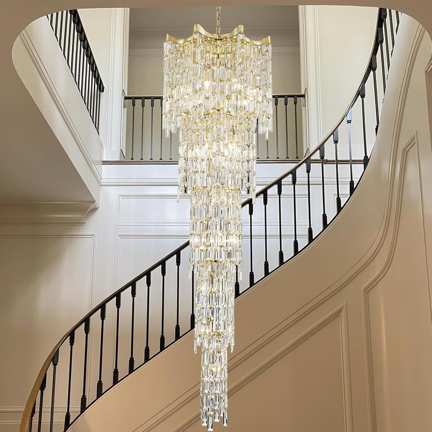 Seventy Nine Inch Gold Crystal Chandelier With K9 Crystals-0
