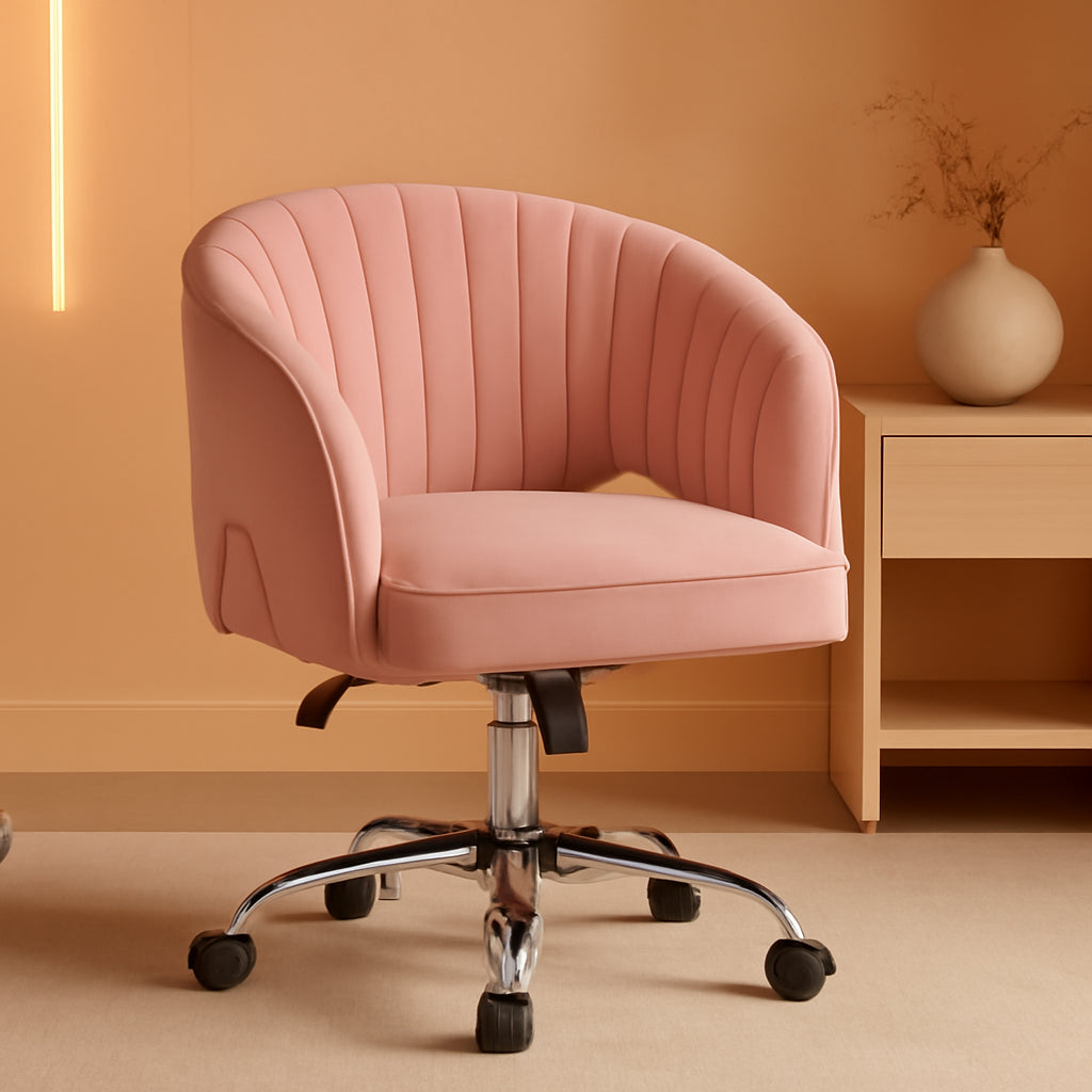 Pink Velvet Desk Chair Backrest Office Chair Modern