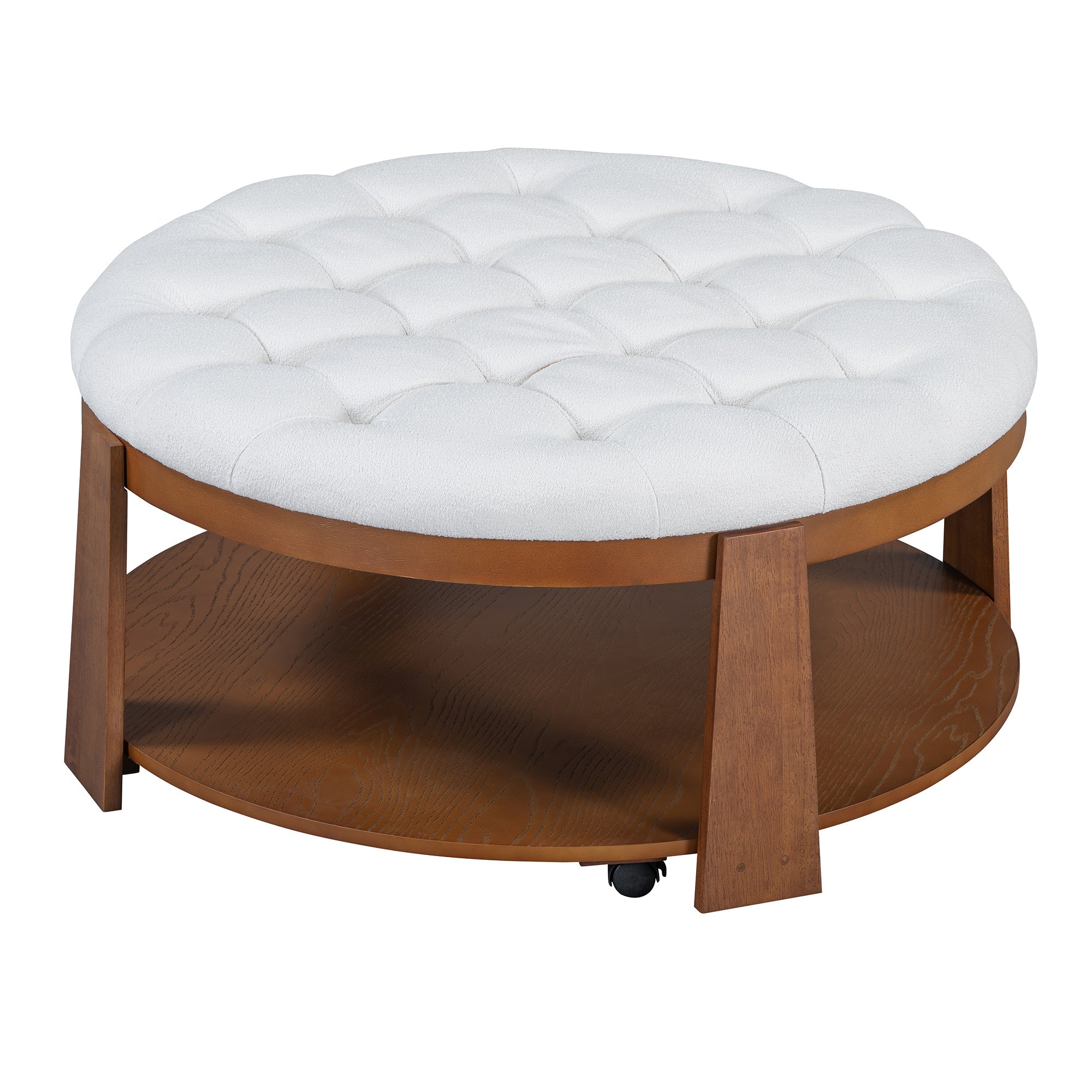 Modern Large Round Ottoman Coffee Table 2-Tier