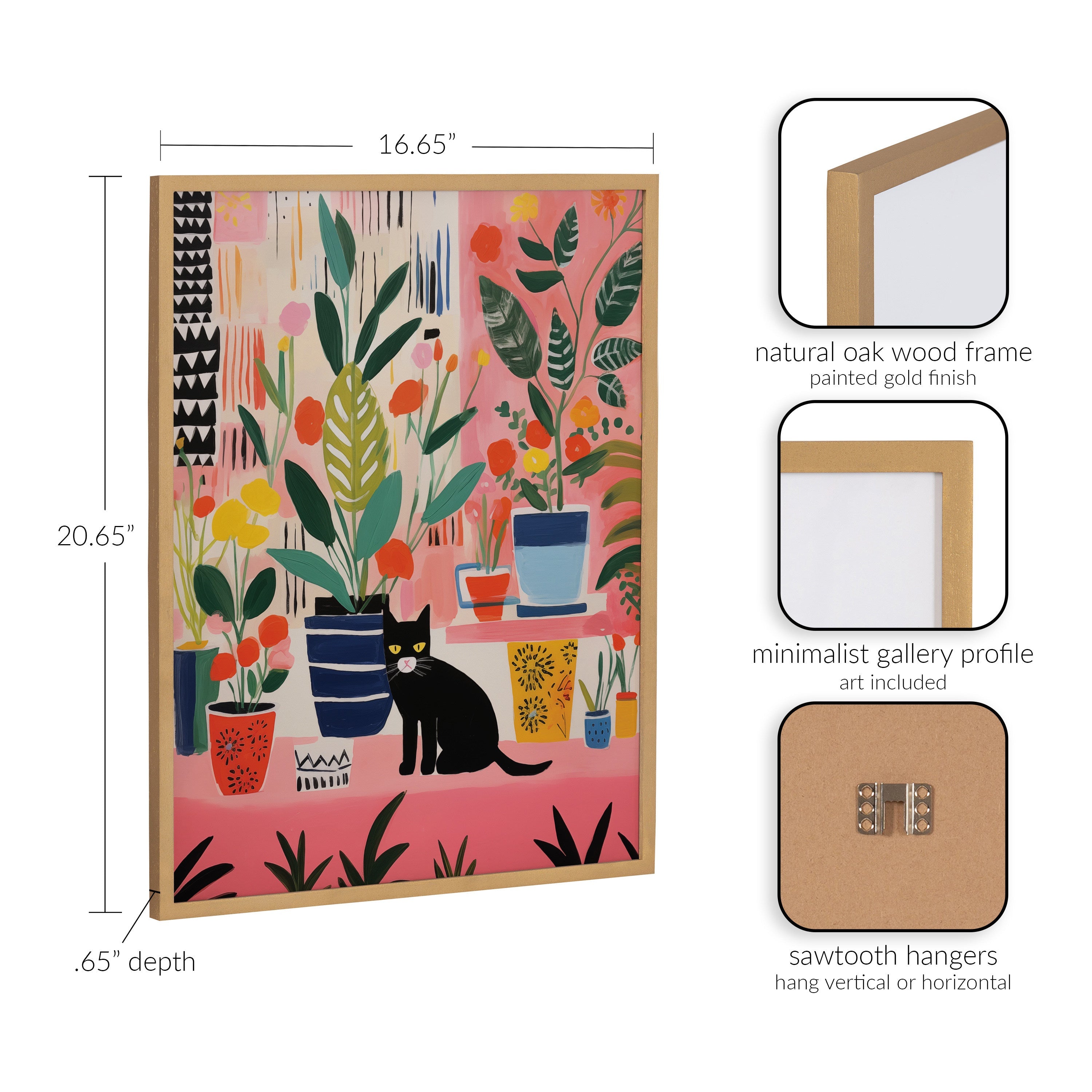 Gallery Whimsical Houseplants and a Black Kitty Cat Print by The Creative Bunch Studio