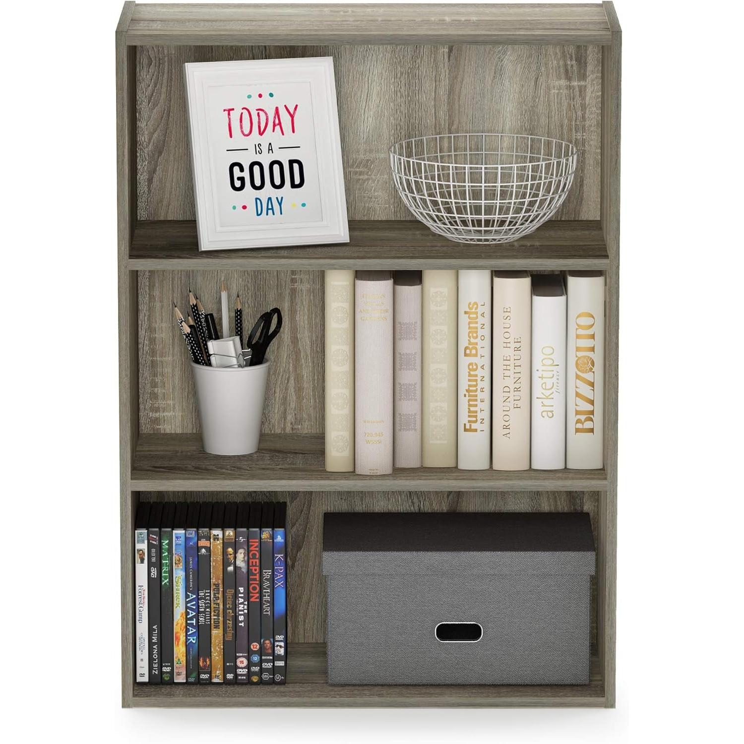 Pasir 3 Tier Open Shelf Bookcase Sonoma Oak Particle Board