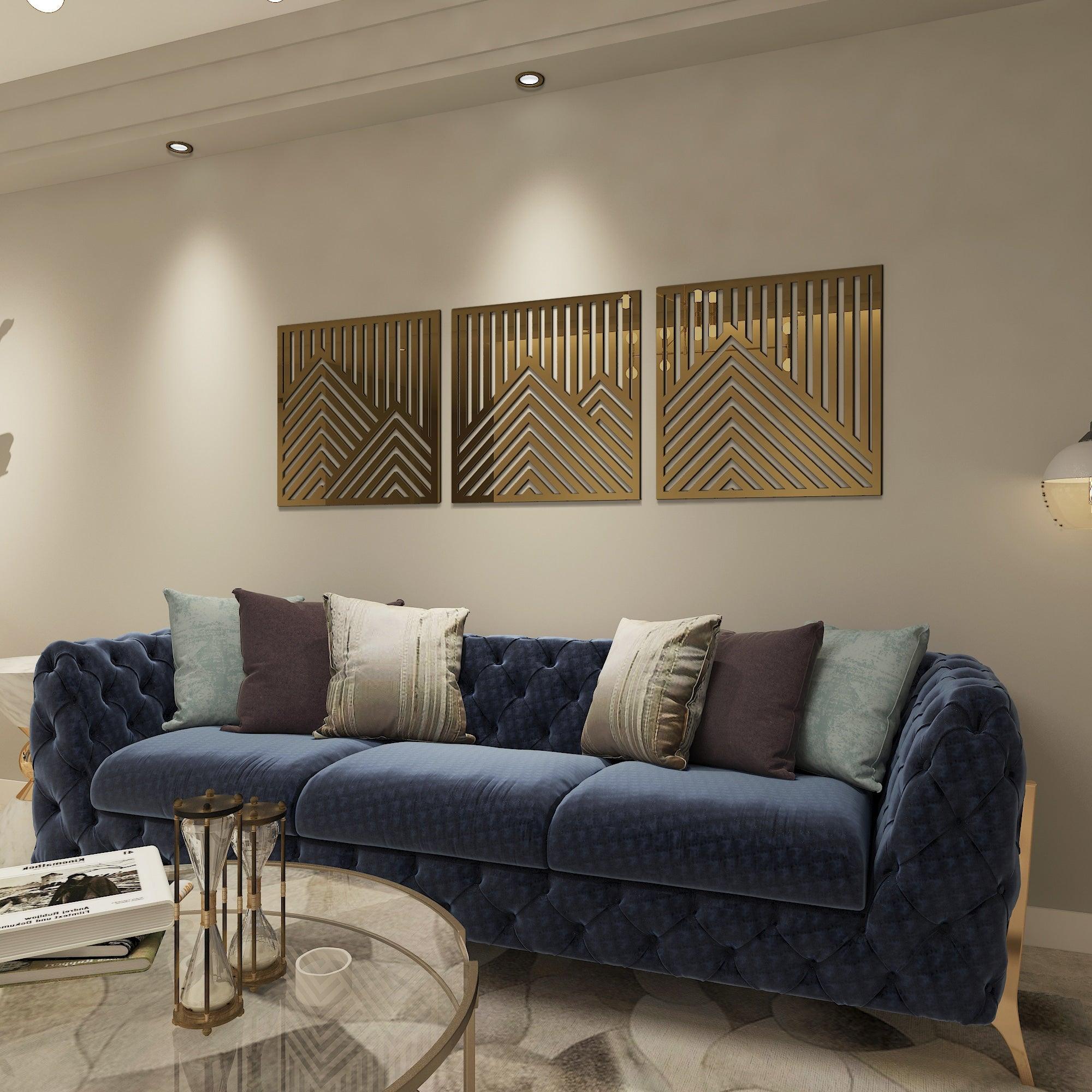 Triptych Mountains Mirror 3D Wall Art - PRHOMZ