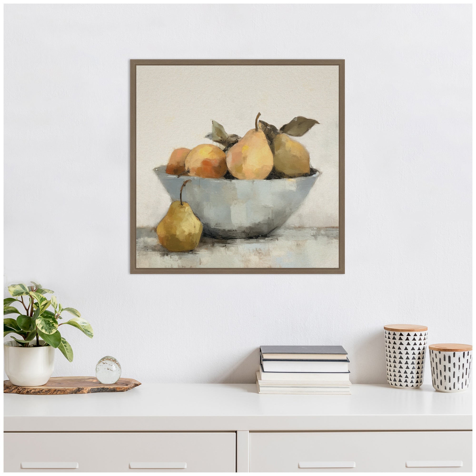 Sylvie Still Life Fruit In A Bowl Vintage Style Framed Canvas by The Creative Bunch Studio