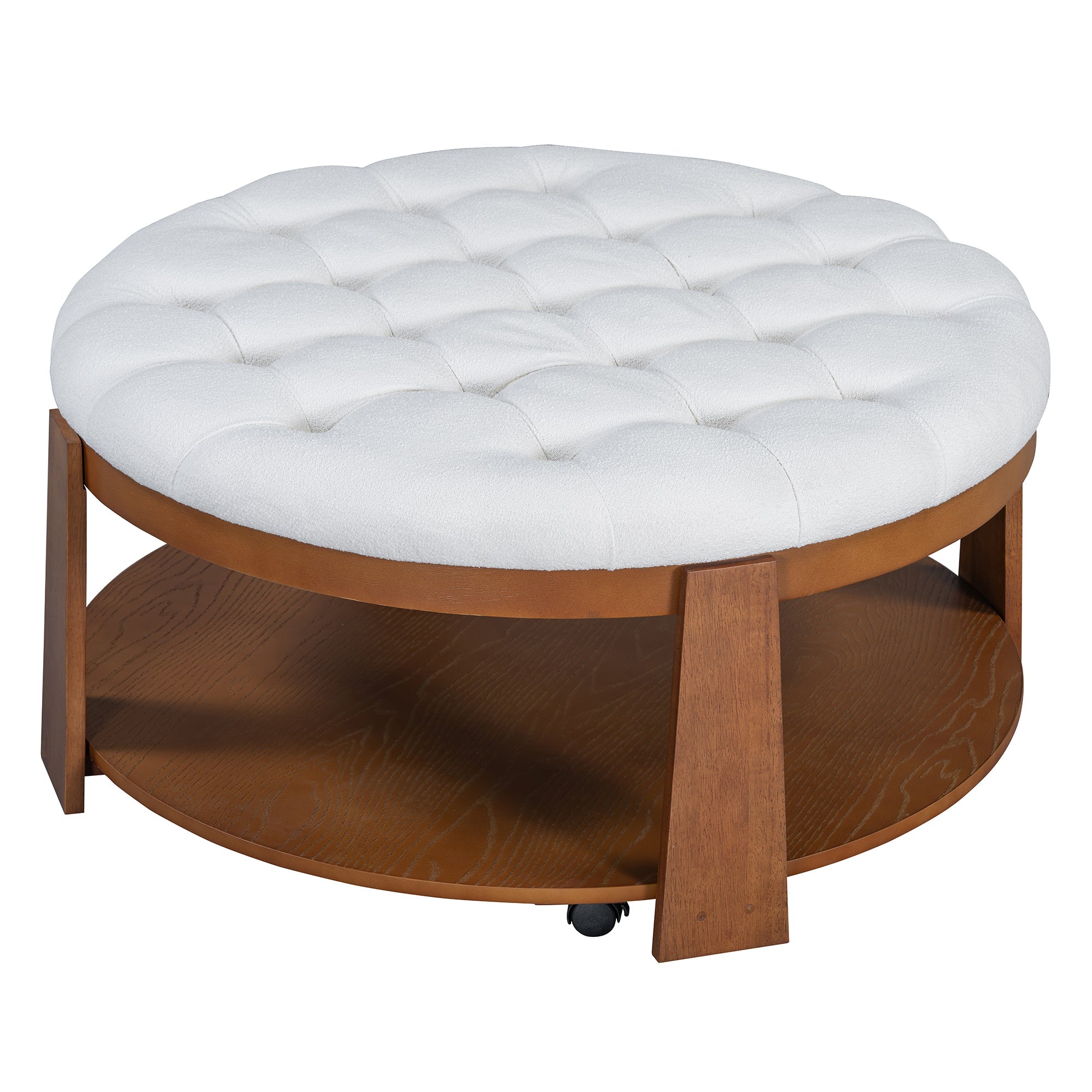 Modern Large Round Ottoman Coffee Table 2-Tier