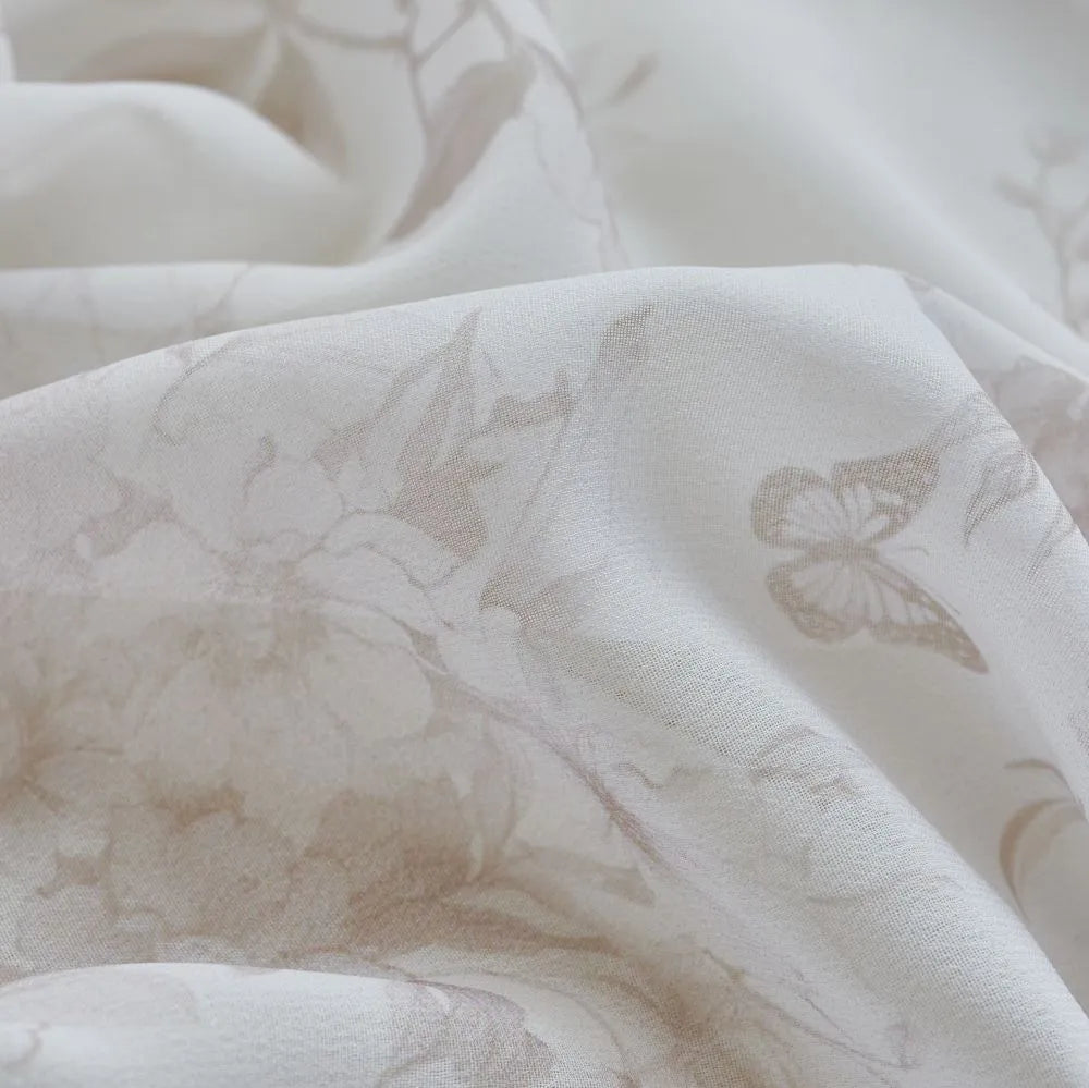 Ivanna Farmhouse Floral Toile Print Sheer Curtains