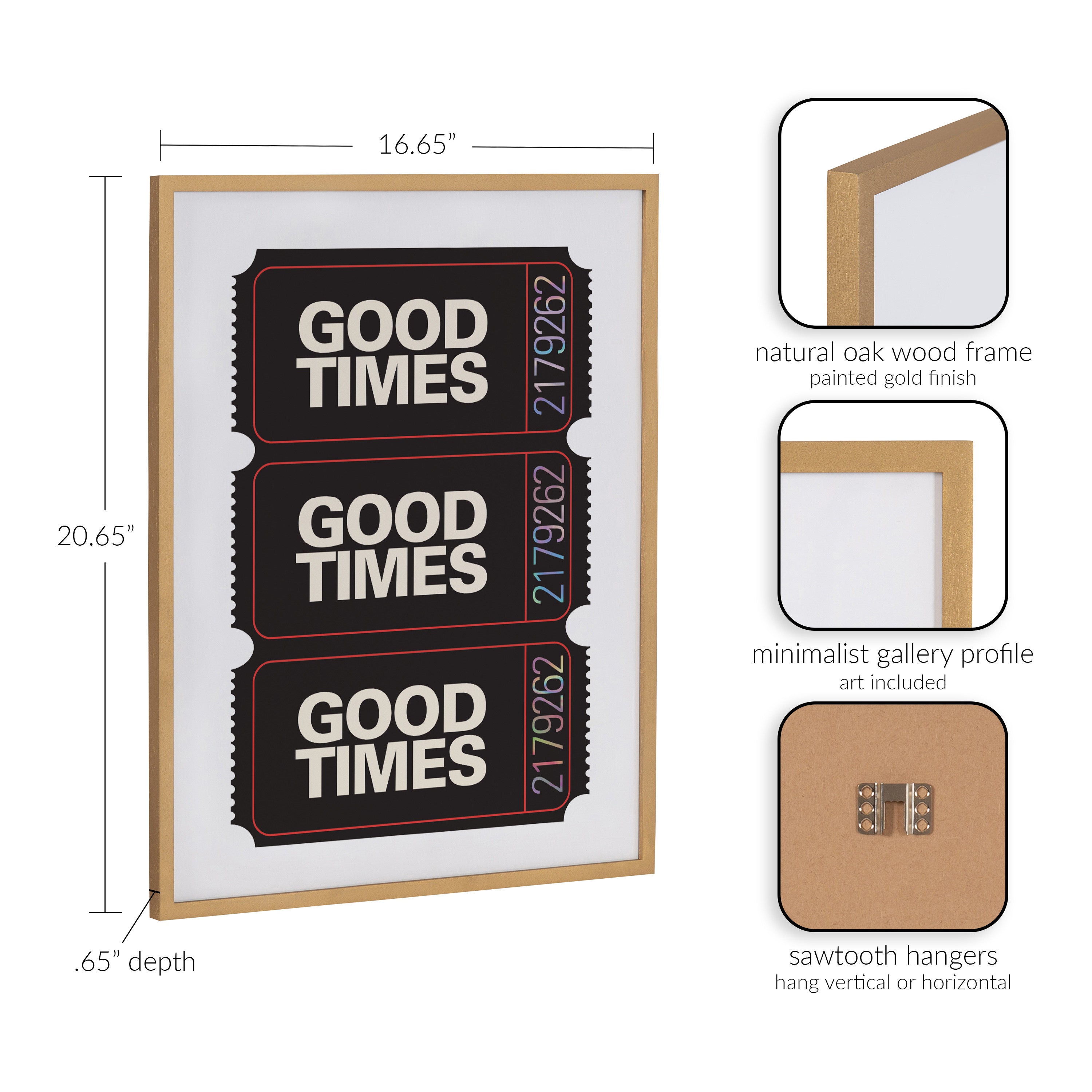 Gallery Preppy Retro Positive Quote Good Times Ticket Print by The Creative Bunch Studio