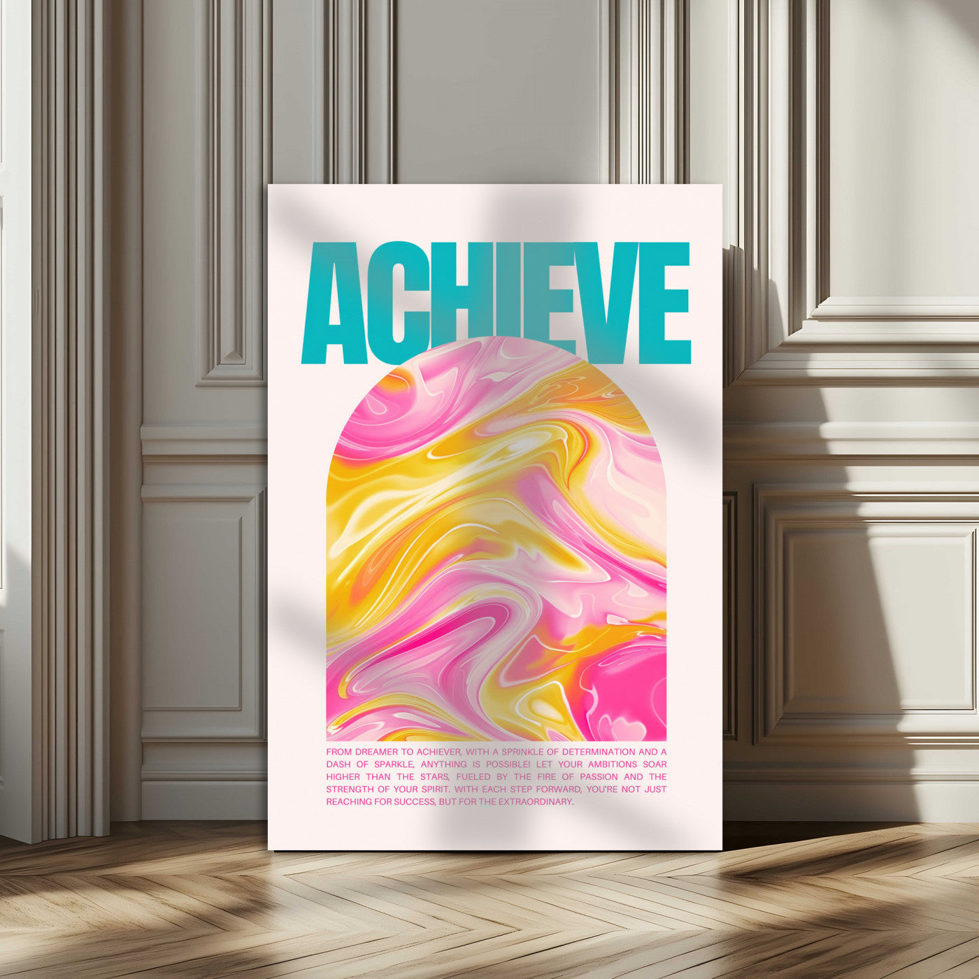 Achieve Motivational Wall Art – Colorful Abstract Swirl