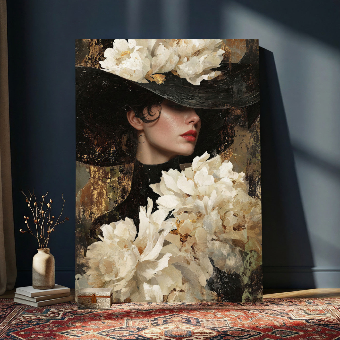 Glamour Woman Portrait Canvas Wall Art, Elegant Patel Women Portrait Print