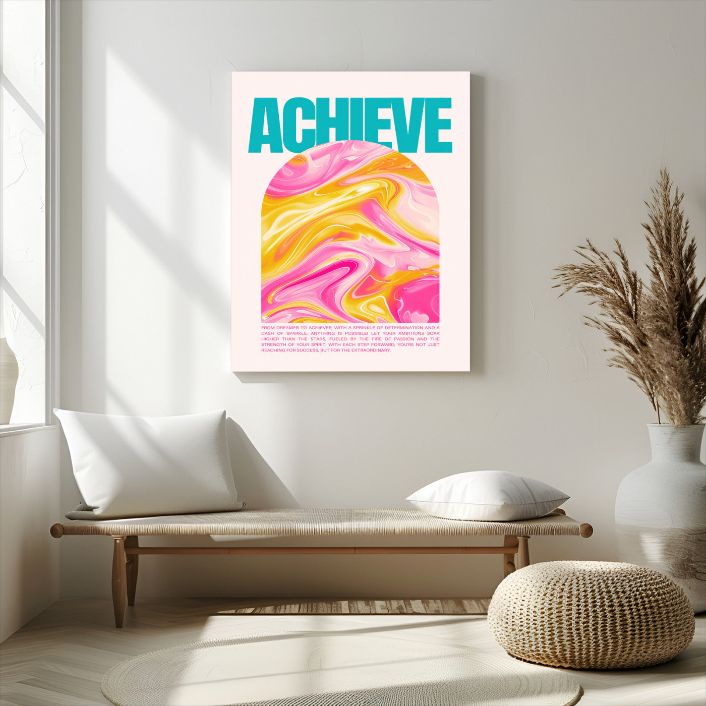 Achieve Motivational Wall Art – Colorful Abstract Swirl