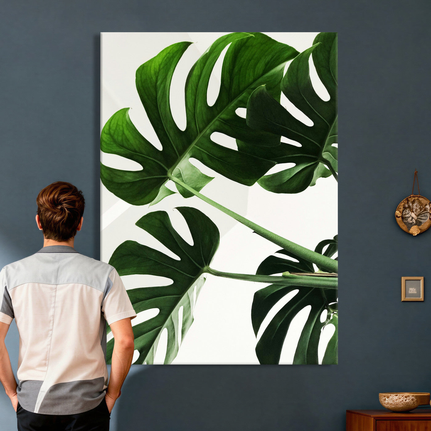Abstract Teal Blue Wall Art Canvas Print, Modern Abstract