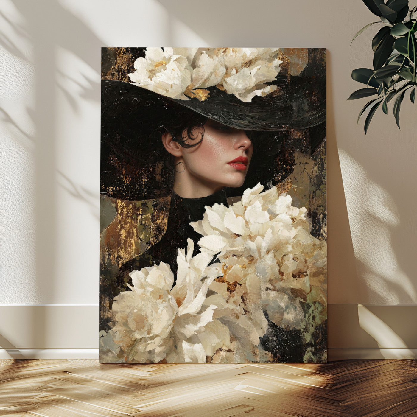 Glamour Woman Portrait Canvas Wall Art, Elegant Patel Women Portrait Print