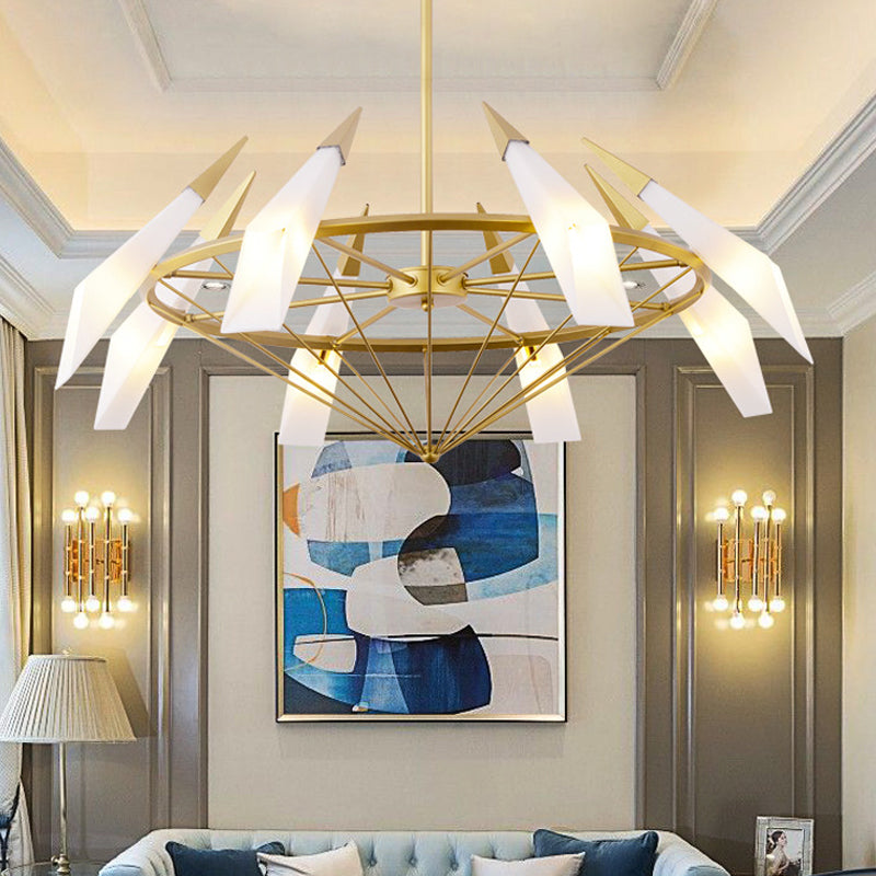 Elara's Modern Chandelier - Two-Tone Glass Elegance (8-Light)