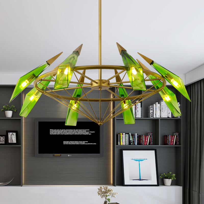 Elara's Modern Chandelier - Two-Tone Glass Elegance (8-Light)