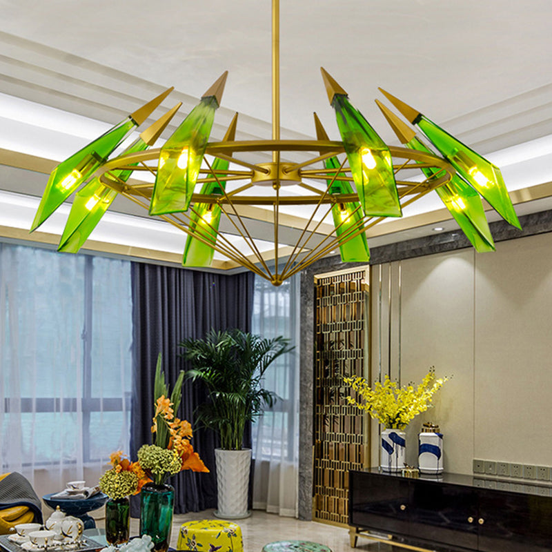 Elara's Modern Chandelier - Two-Tone Glass Elegance (8-Light)