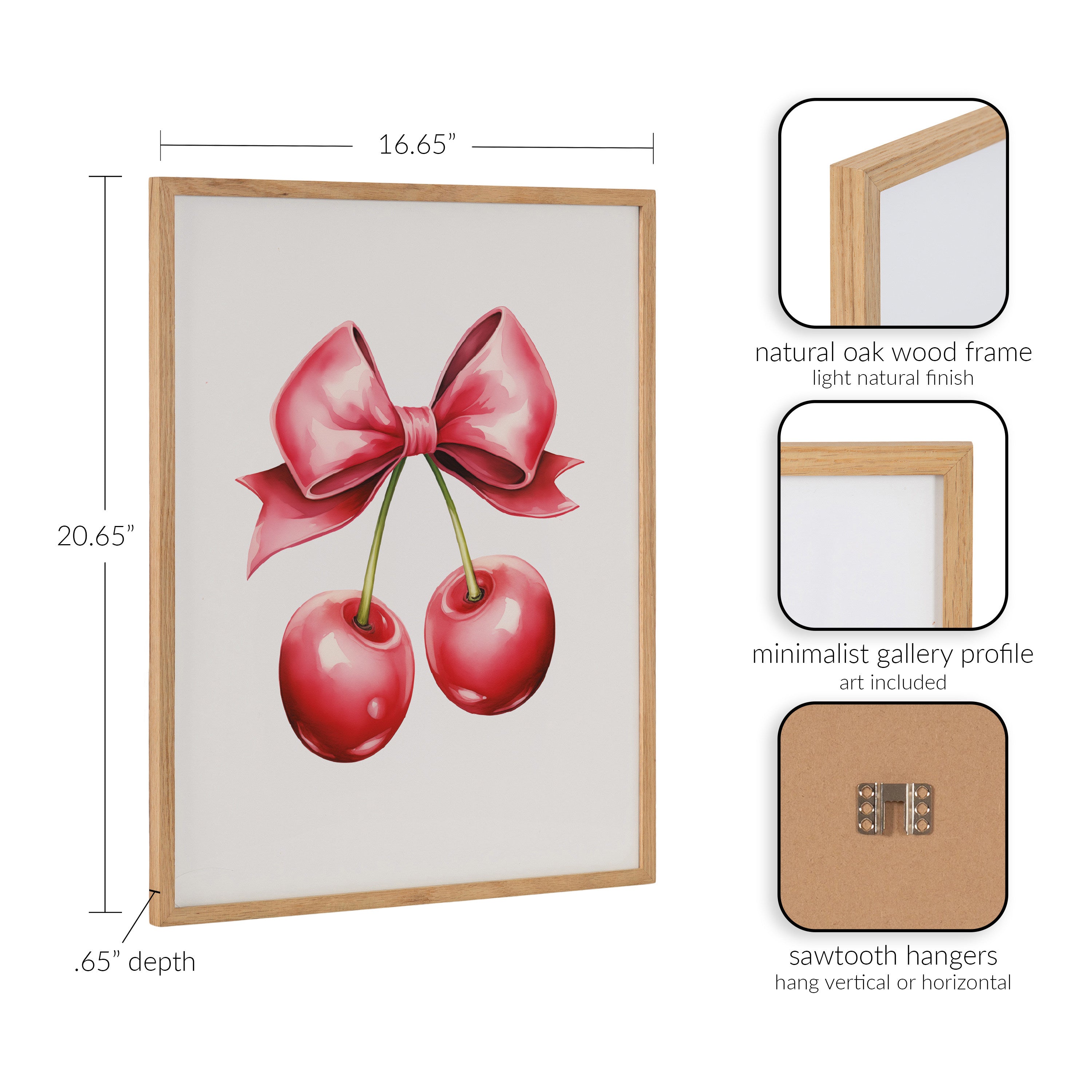 Gallery Coquette Preppy Retro Girly Red Pink Bow Cherries Print by The Creative Bunch Studio