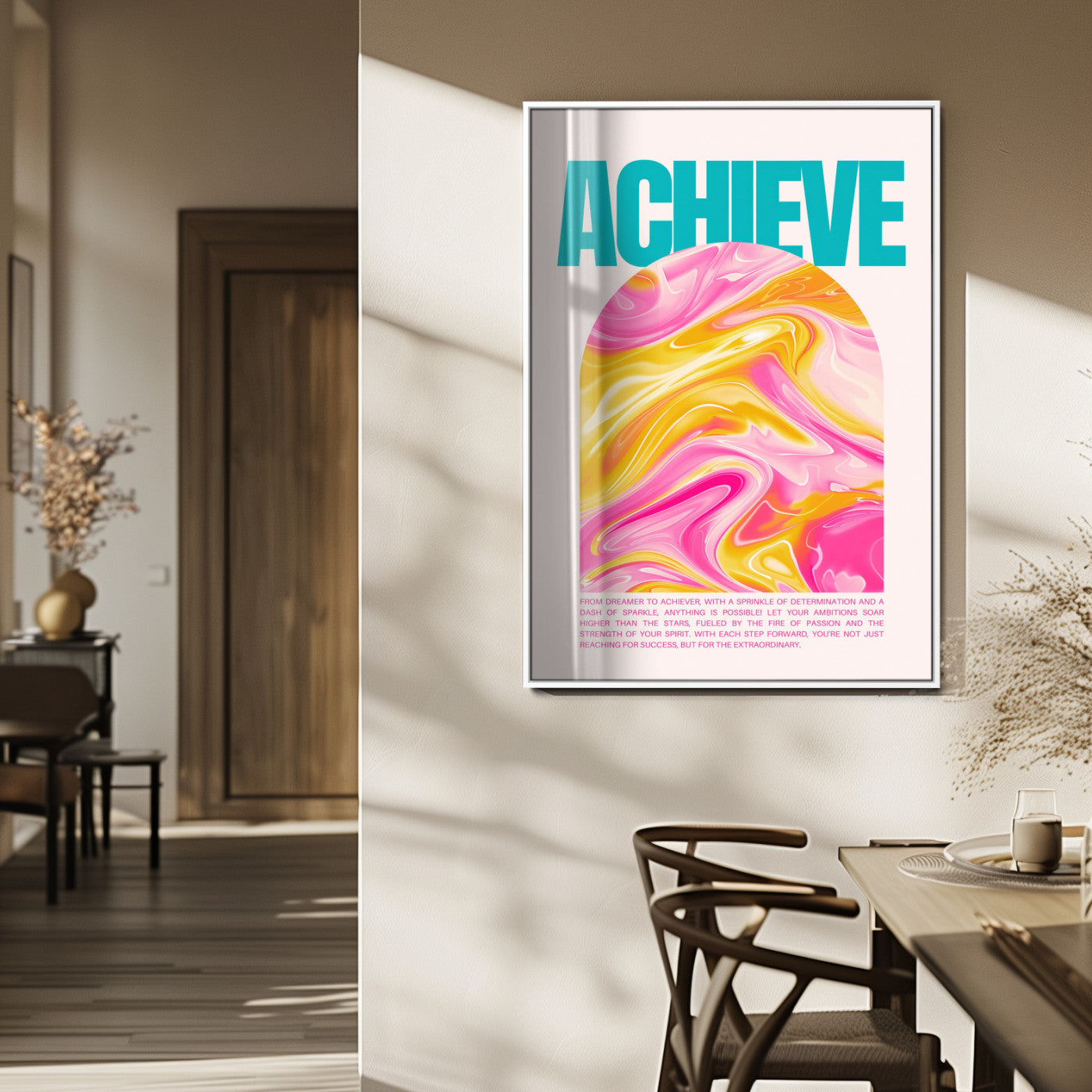 Achieve Motivational Wall Art – Colorful Abstract Swirl