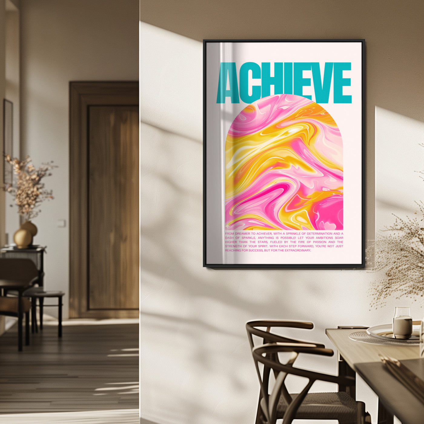 Achieve Motivational Wall Art – Colorful Abstract Swirl