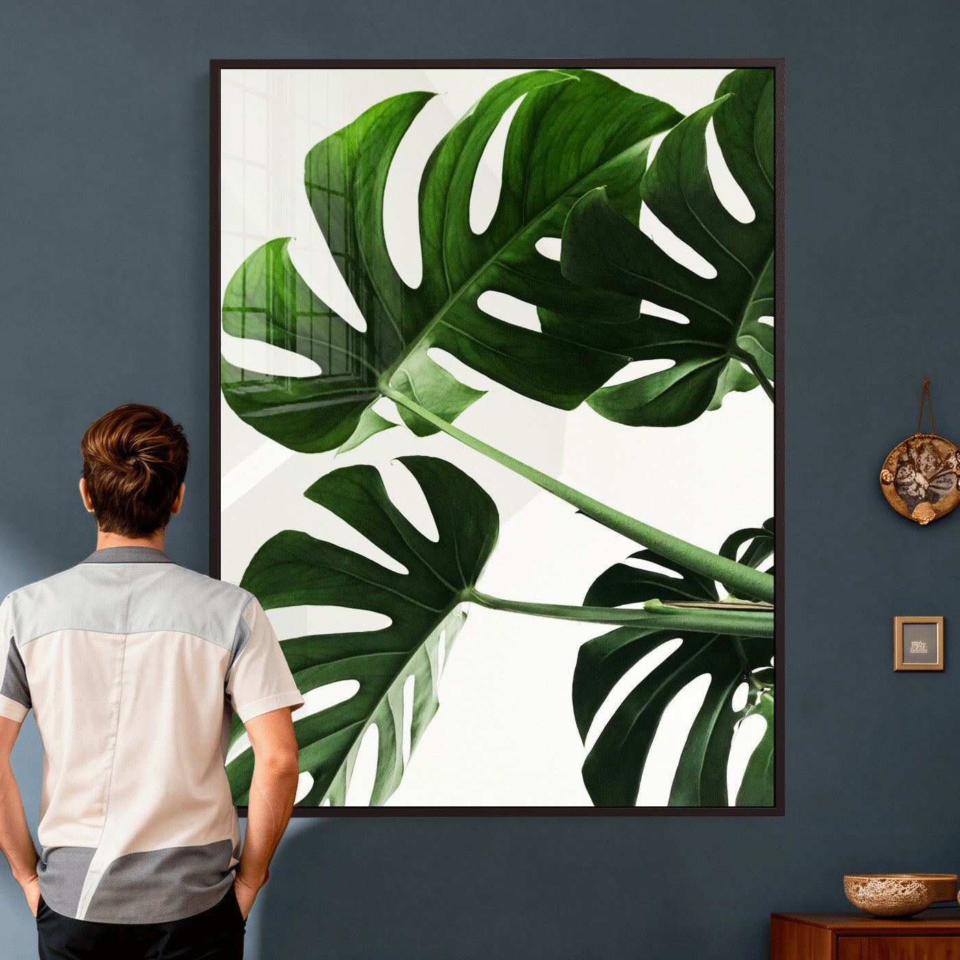 Abstract Teal Blue Wall Art Canvas Print, Modern Abstract