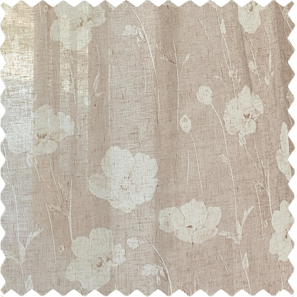 Skye Country Style Pinkish Botanical Linen Sheer Curtains