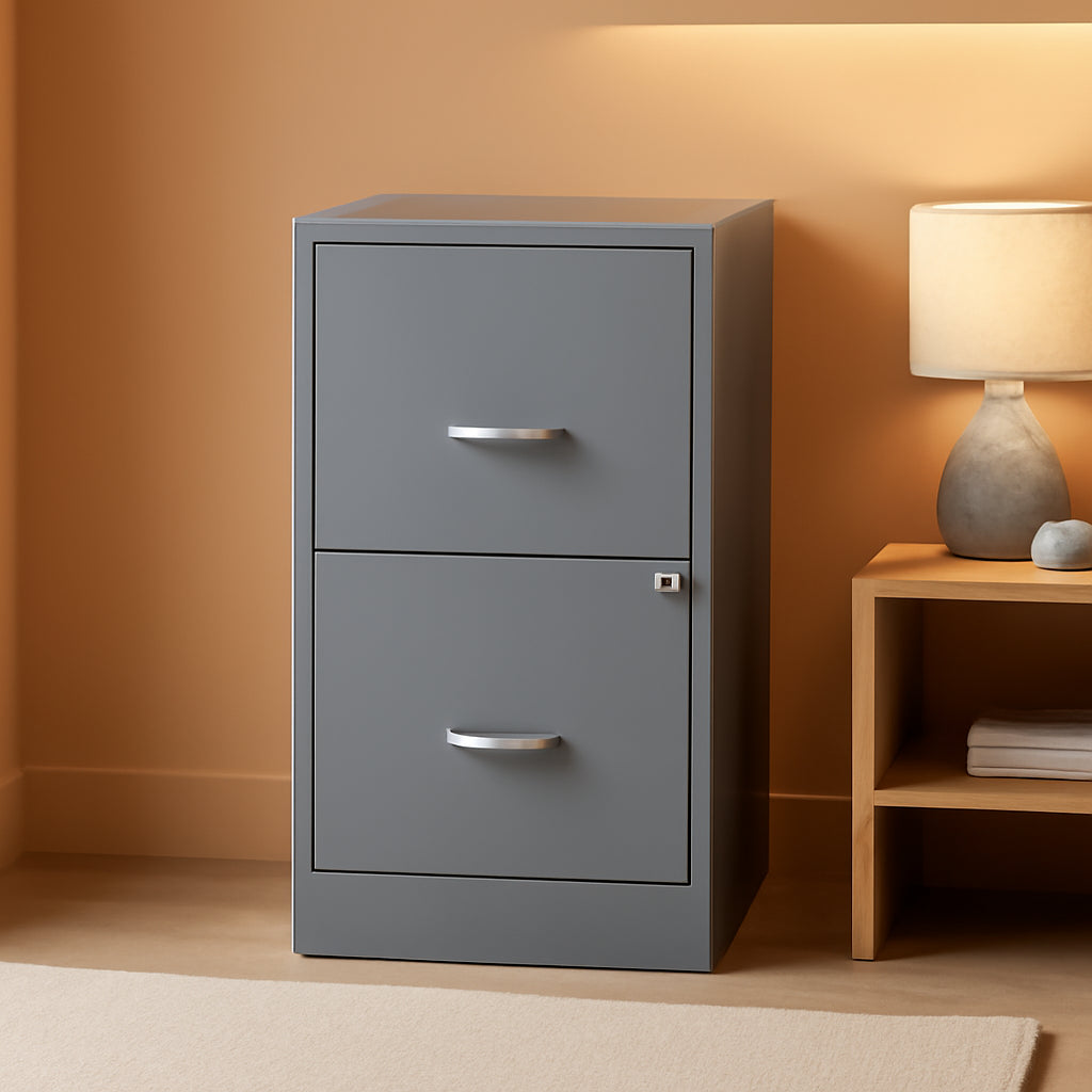 2-Drawer File Cabinet Silver 14.2 X 18 X 24.5 In