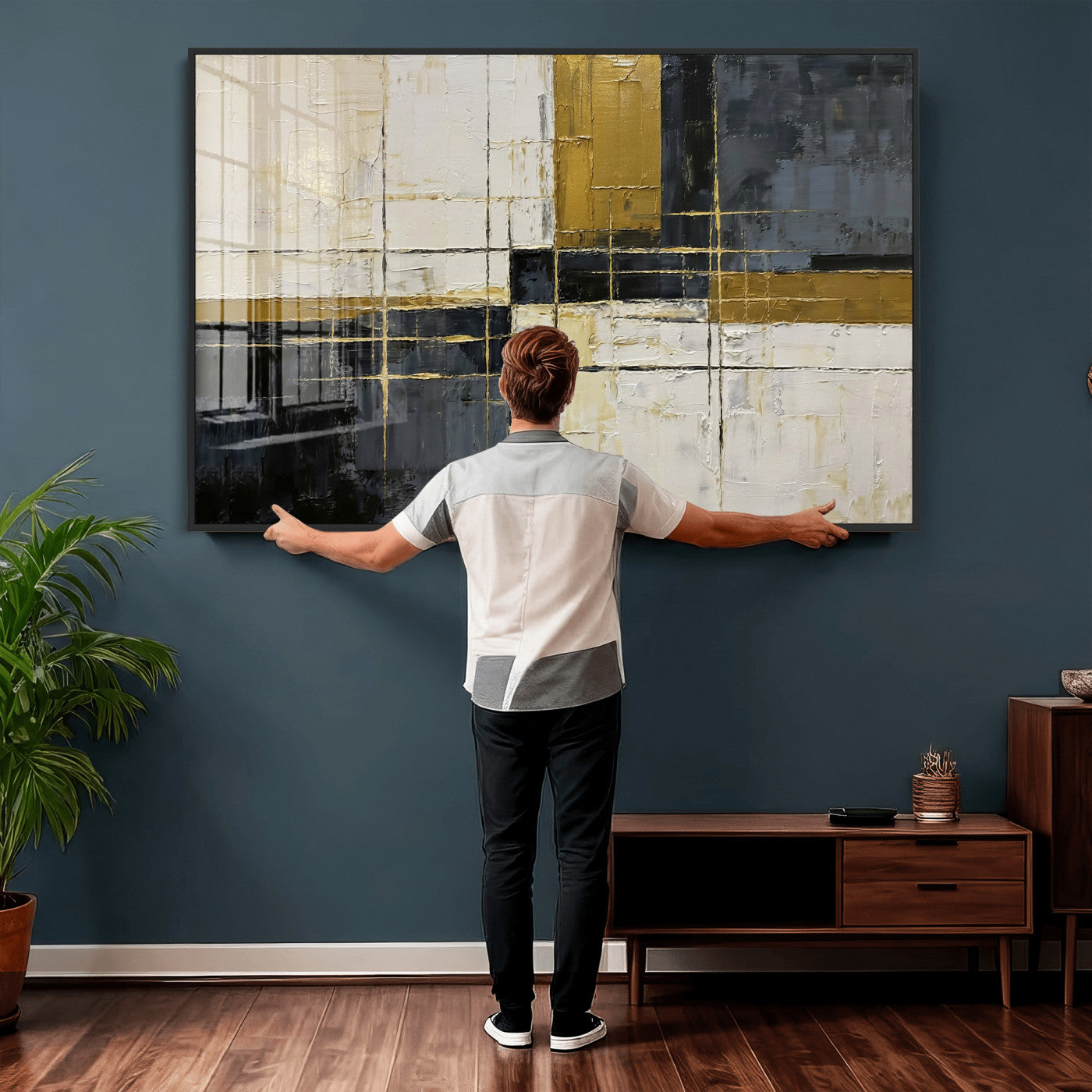 Abstract Gold and Black Wall Art Canvas Print – Modern