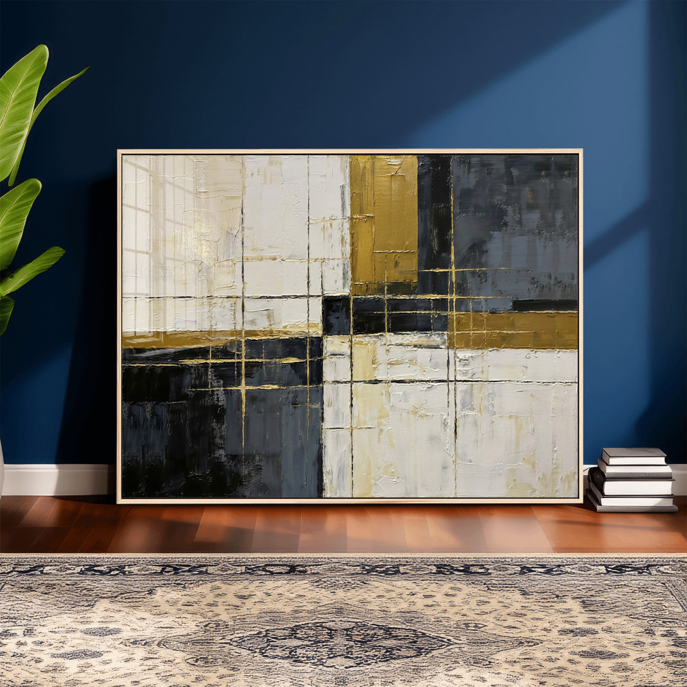 Abstract Gold and Black Wall Art Canvas Print – Modern