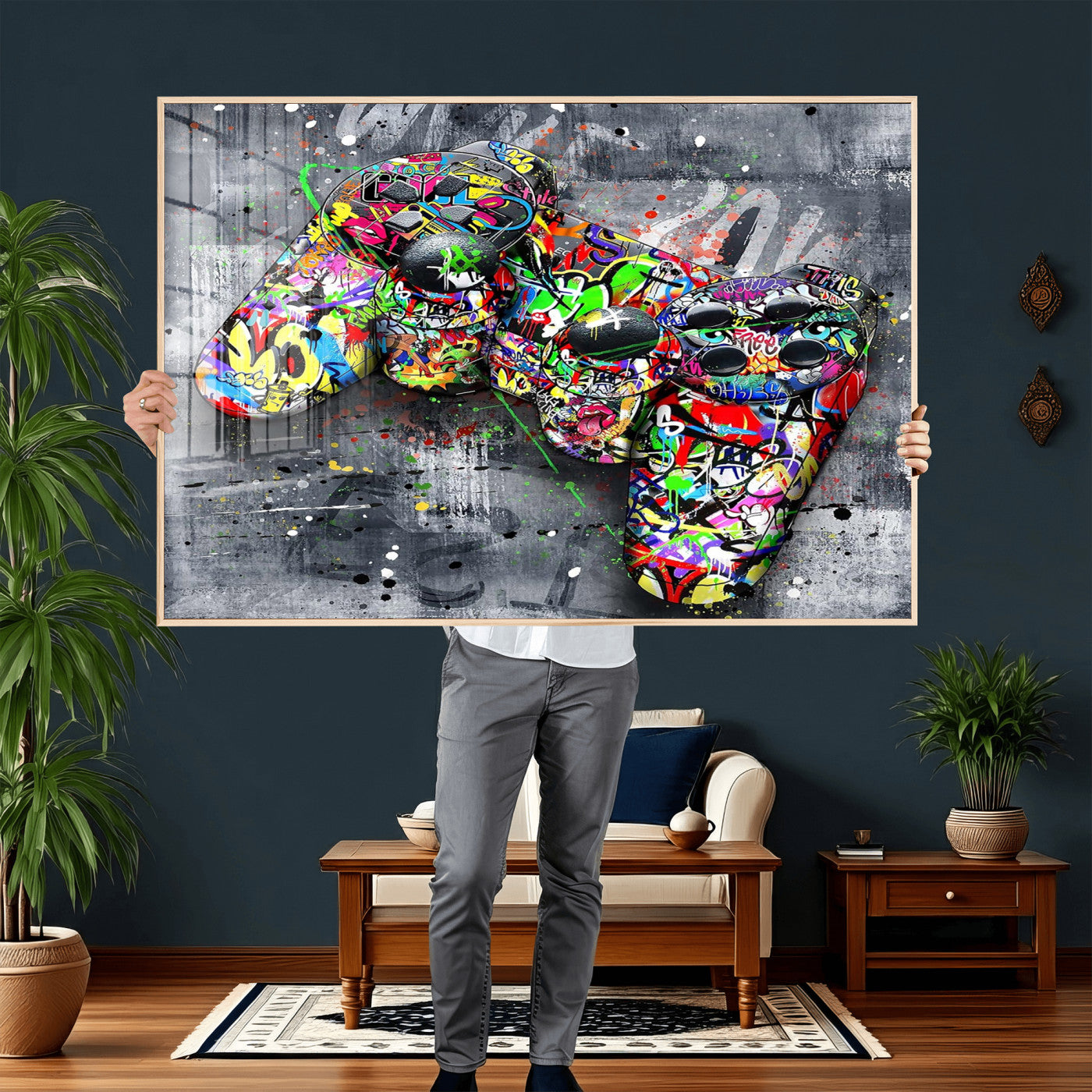Graffiti Gaming Canvas Wall Art For Bedroom - Gaming Wall