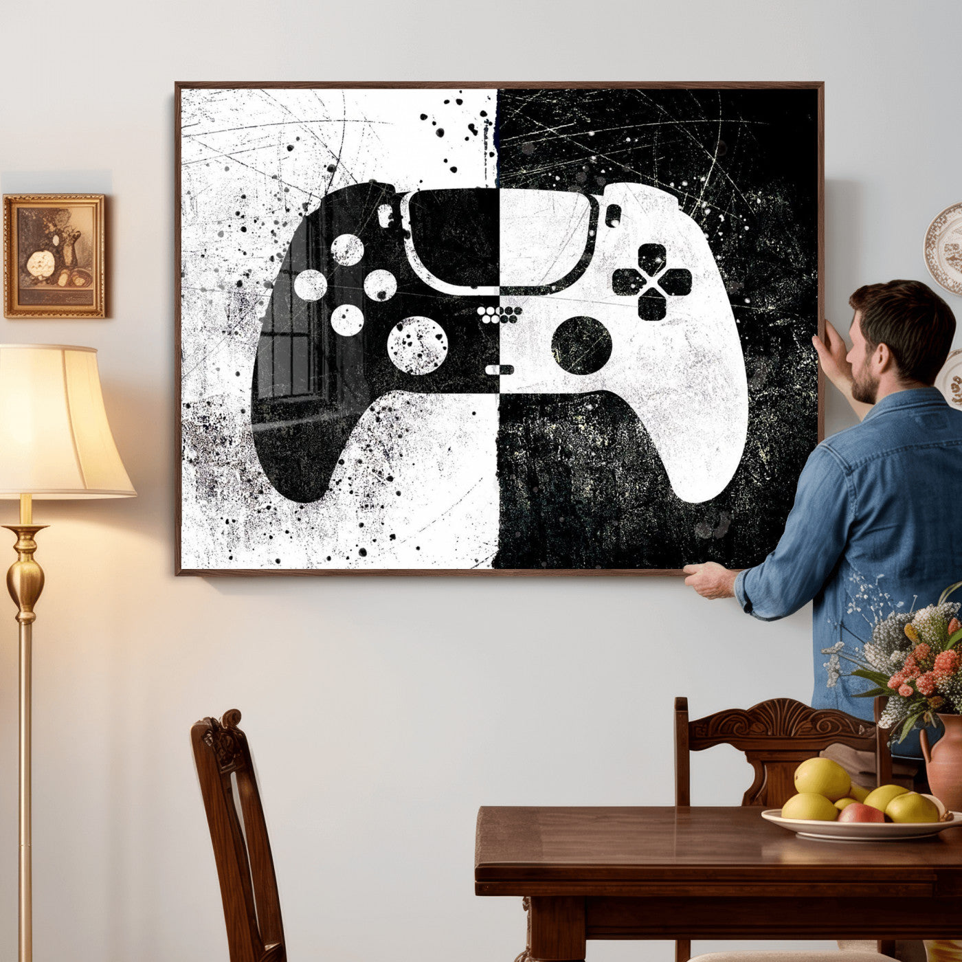 Abstract Gaming Controller Wall Art Canvas Print