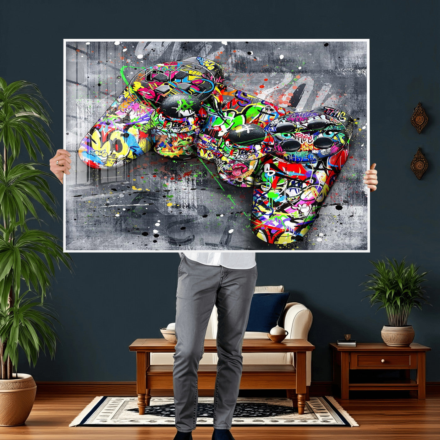 Graffiti Gaming Canvas Wall Art For Bedroom - Gaming Wall