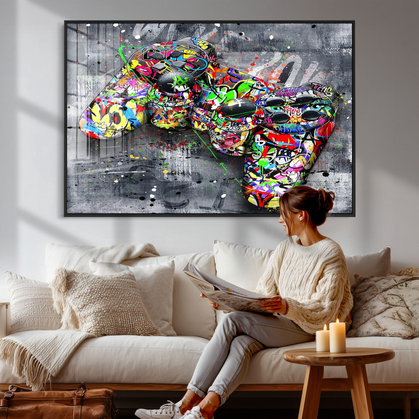 Graffiti Gaming Canvas Wall Art For Bedroom - Gaming Wall