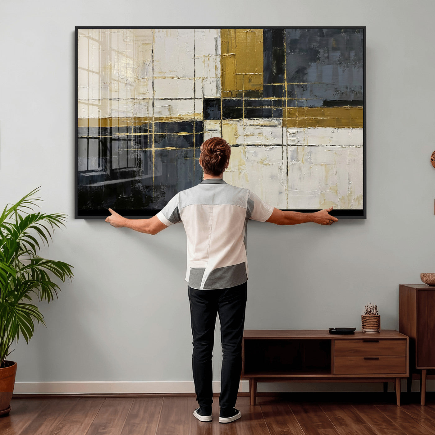 Abstract Gold and Black Wall Art Canvas Print – Modern